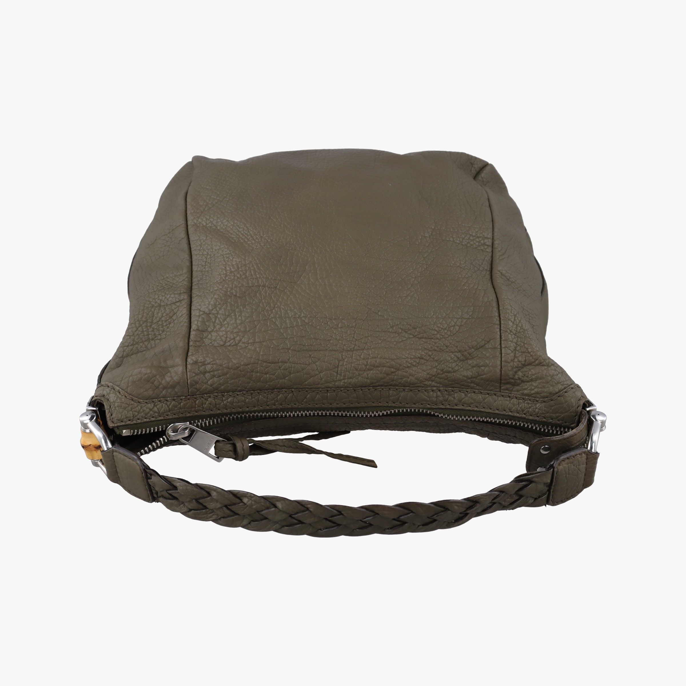 Pre-owned Gucci Bamboo Bar Hobo Green Leather 257090 shoulderbag | stylenewstar
