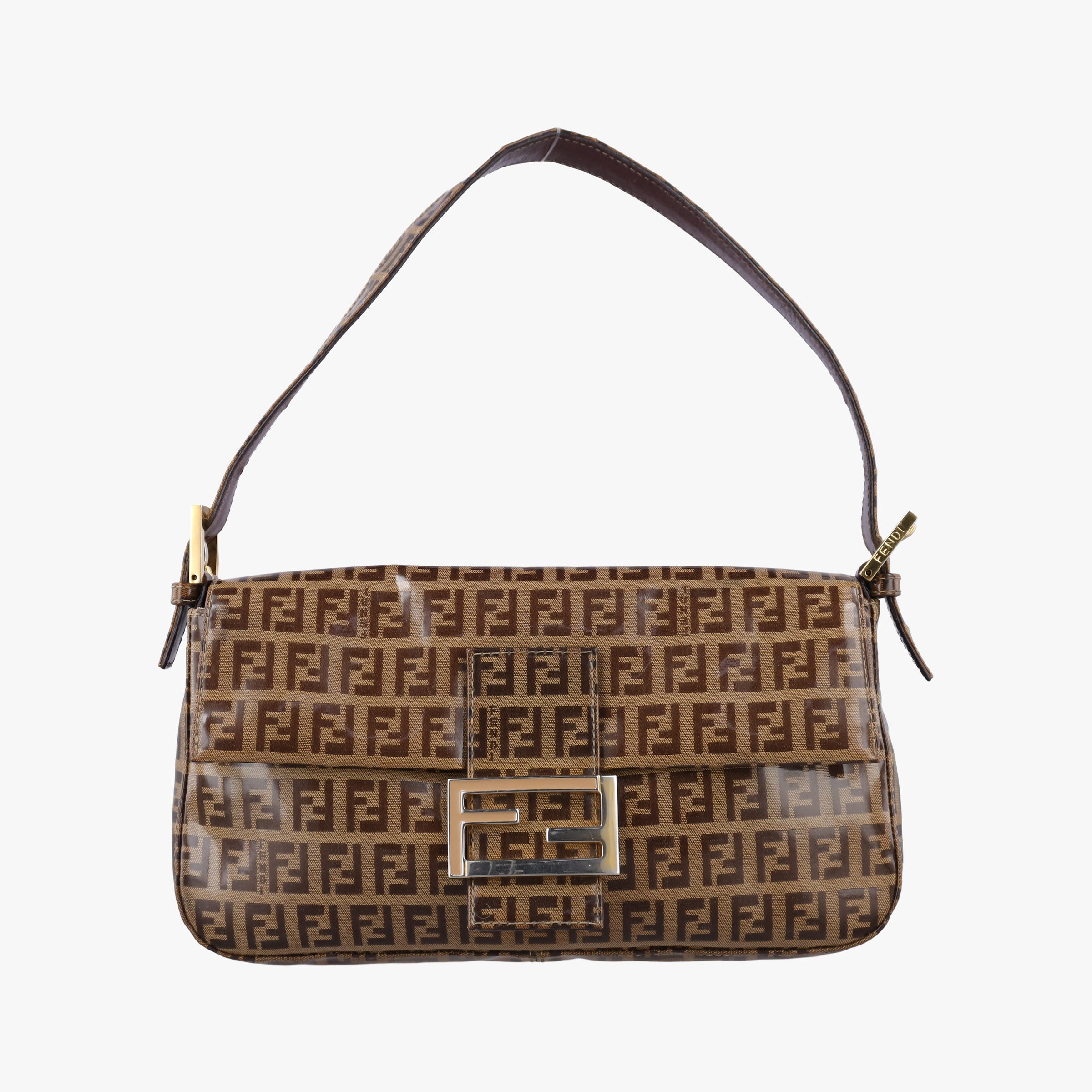 Pre-owned Fendi MBaguette Brown PVC coated canvas 26424 shoulderbag | stylenewstar