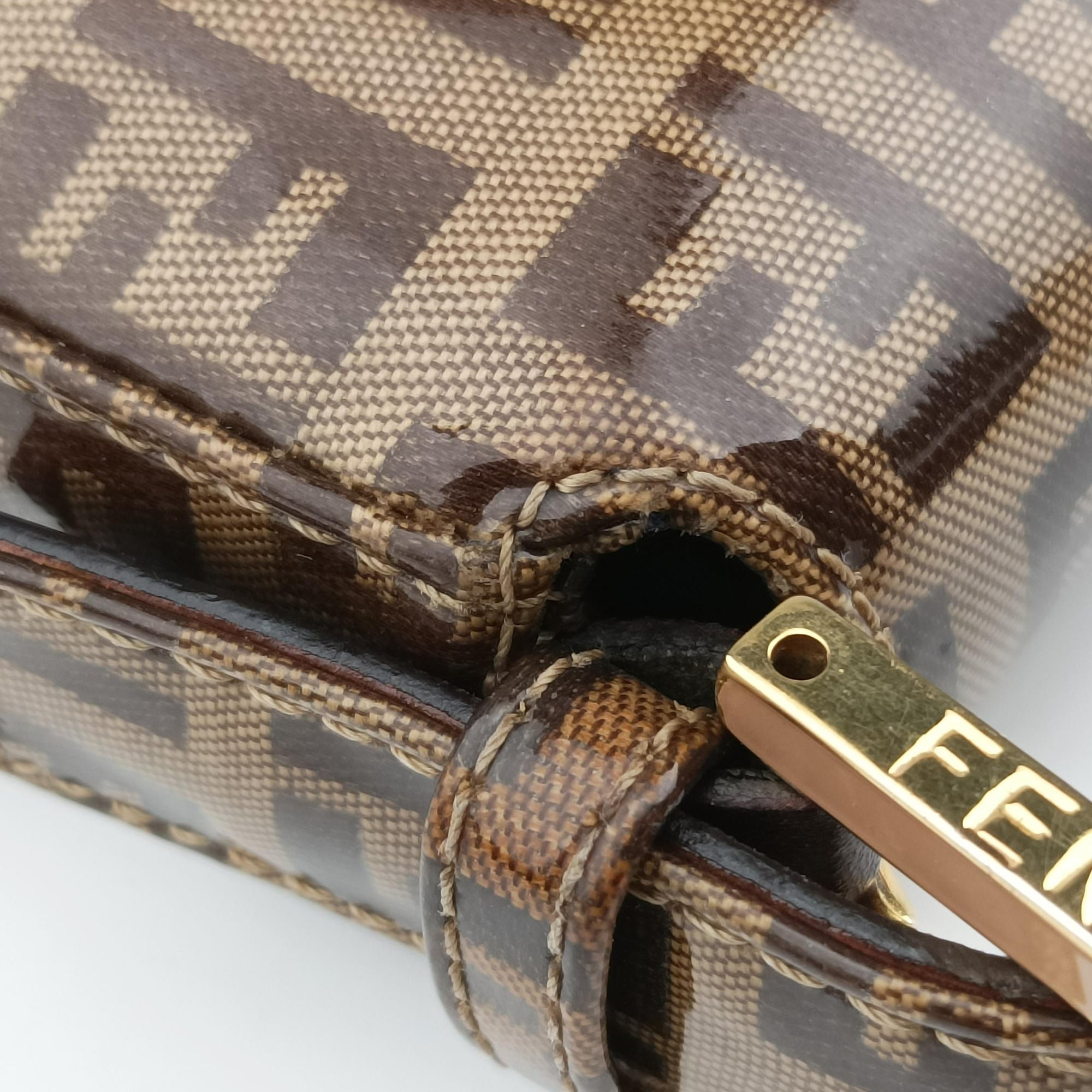 Pre-owned Fendi MBaguette Brown PVC coated canvas 26424 shoulderbag | stylenewstar