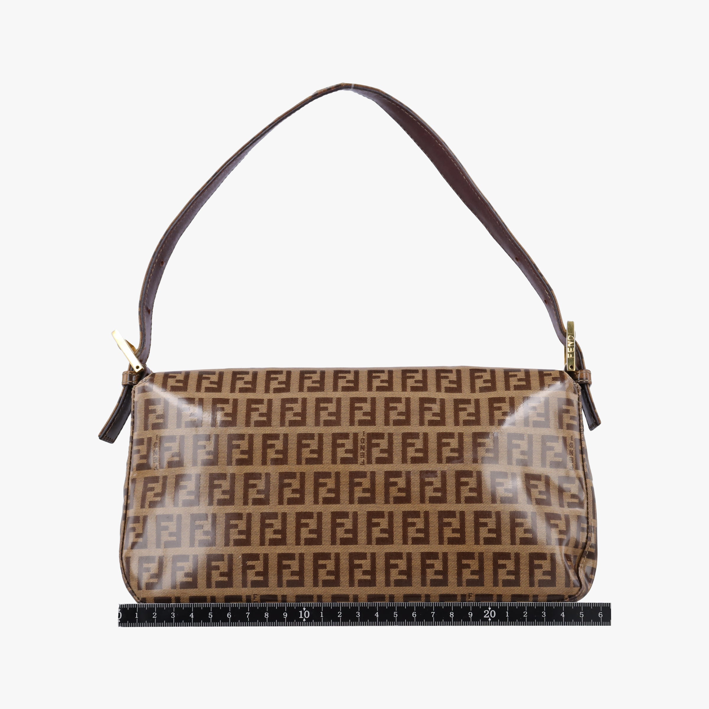 Pre-owned Fendi MBaguette Brown PVC coated canvas 26424 shoulderbag | stylenewstar