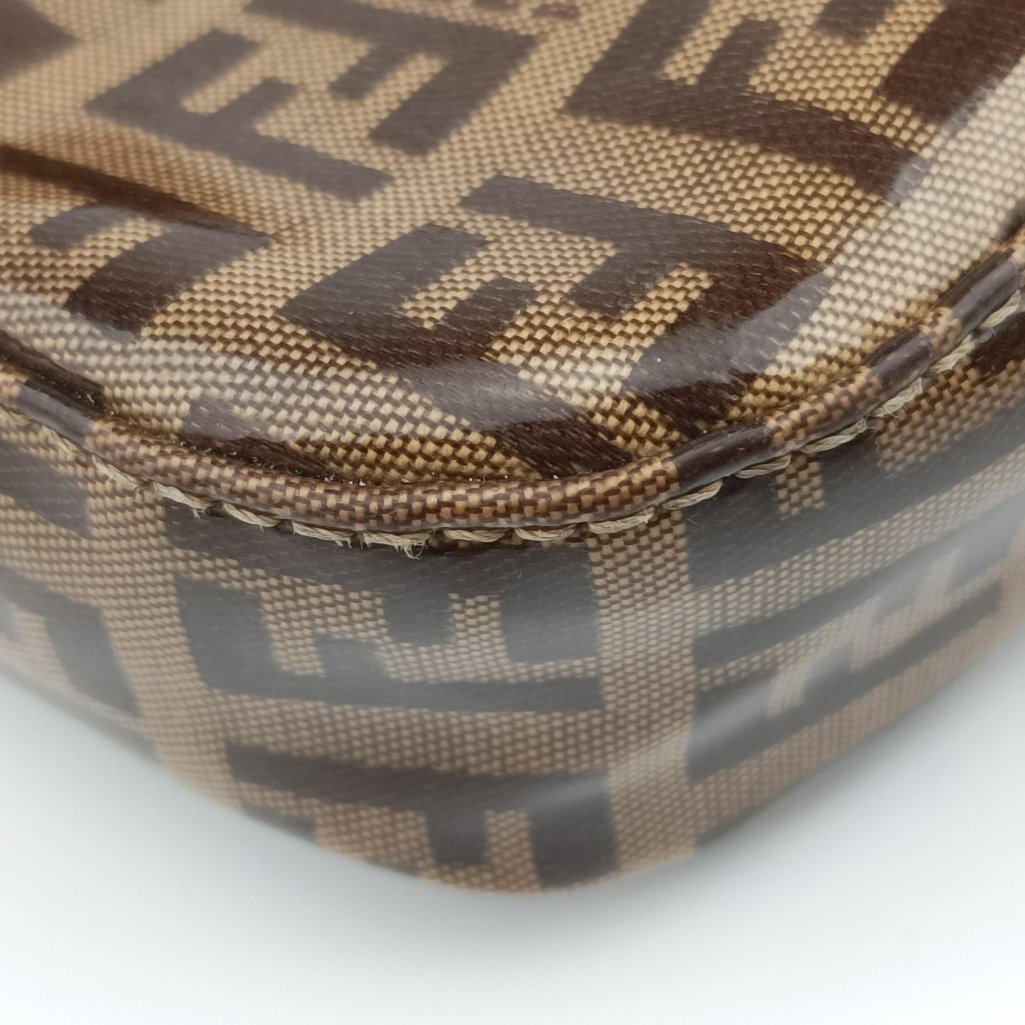 Pre-owned Fendi MBaguette Brown PVC coated canvas 26424 shoulderbag | stylenewstar