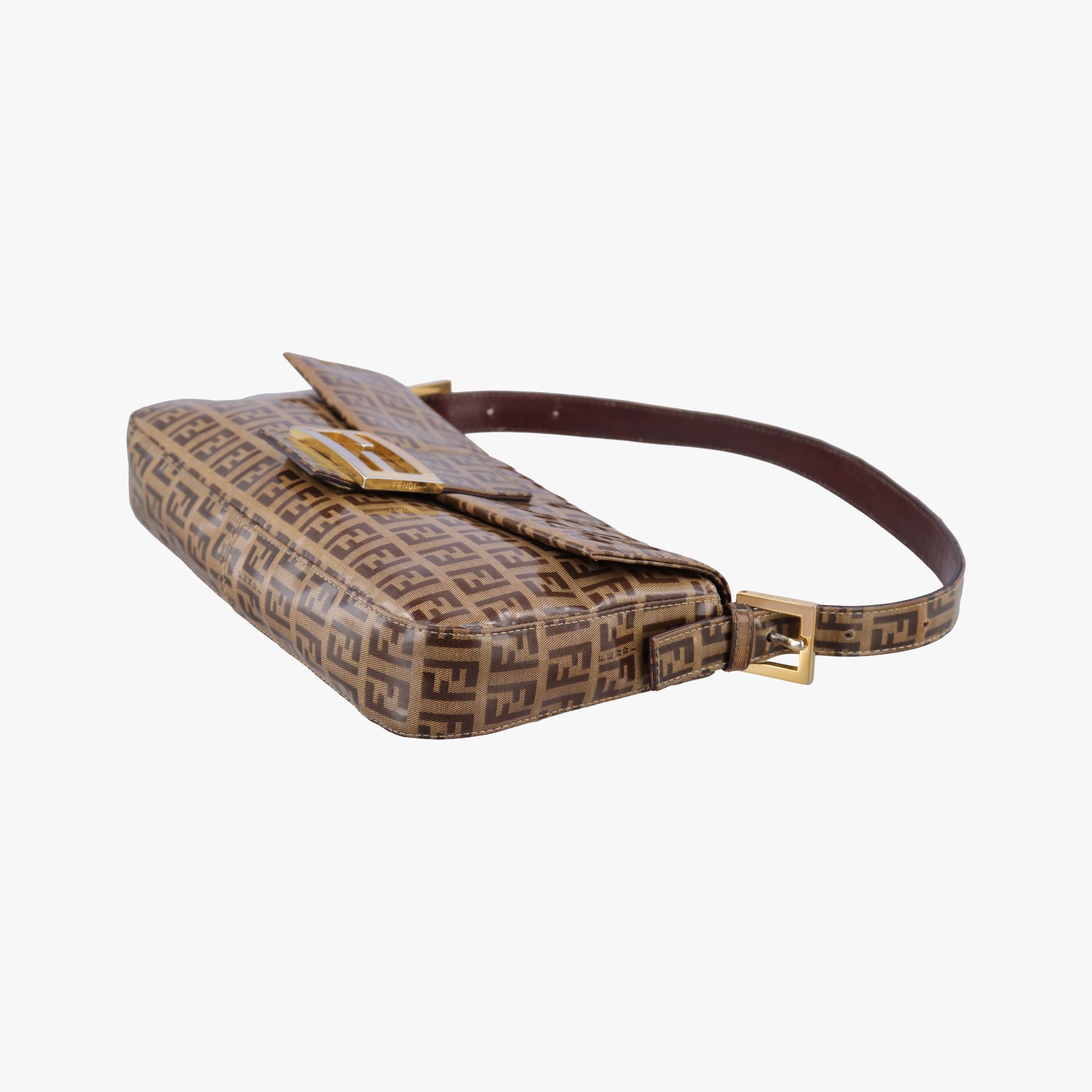 Pre-owned Fendi MBaguette Brown PVC coated canvas 26424 shoulderbag | stylenewstar