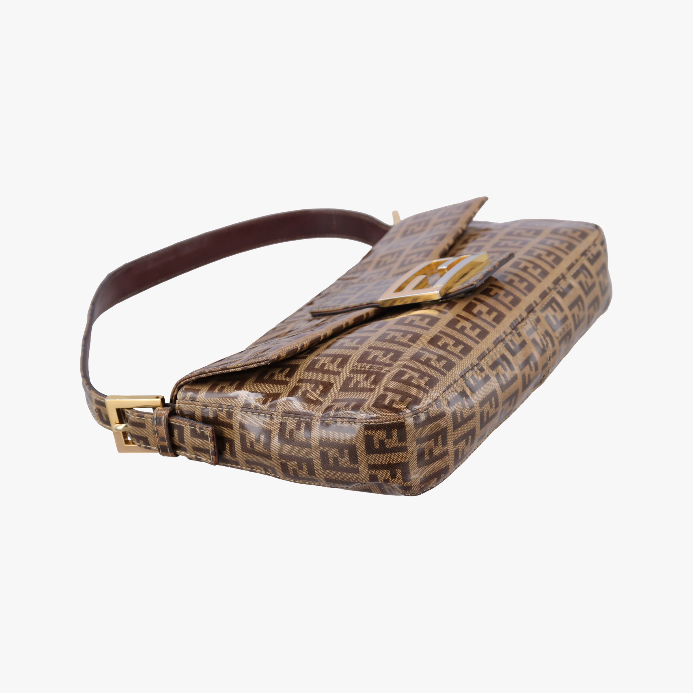 Pre-owned Fendi MBaguette Brown PVC coated canvas 26424 shoulderbag | stylenewstar