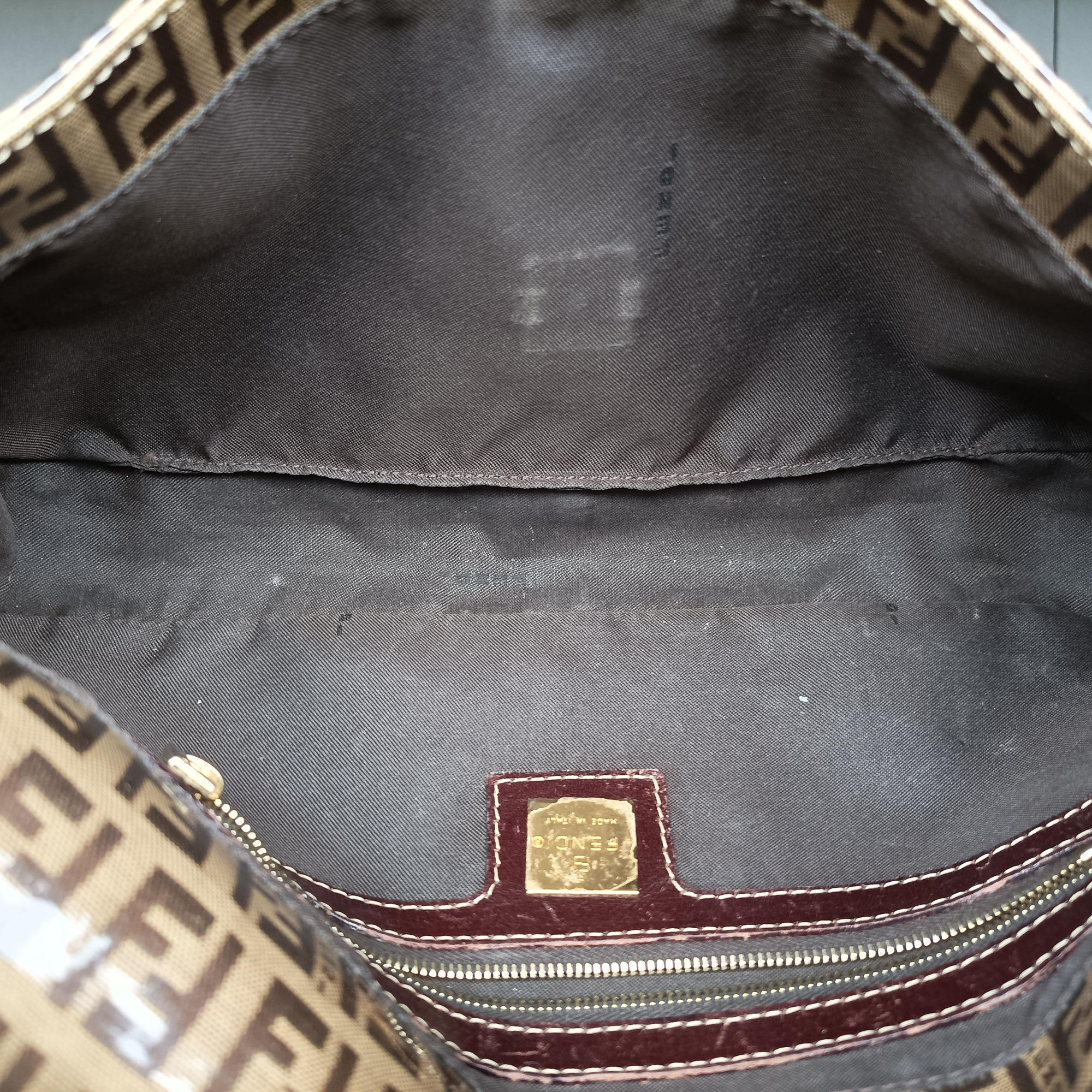 Pre-owned Fendi MBaguette Brown PVC coated canvas 26424 shoulderbag | stylenewstar