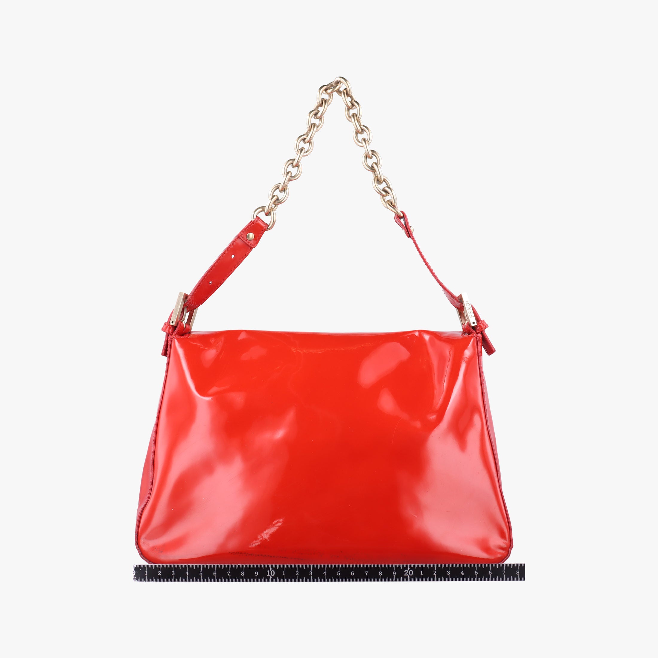 Pre-owned Fendi Mama Baguette Red Patent 8BR001 shoulderbag | stylenewstar