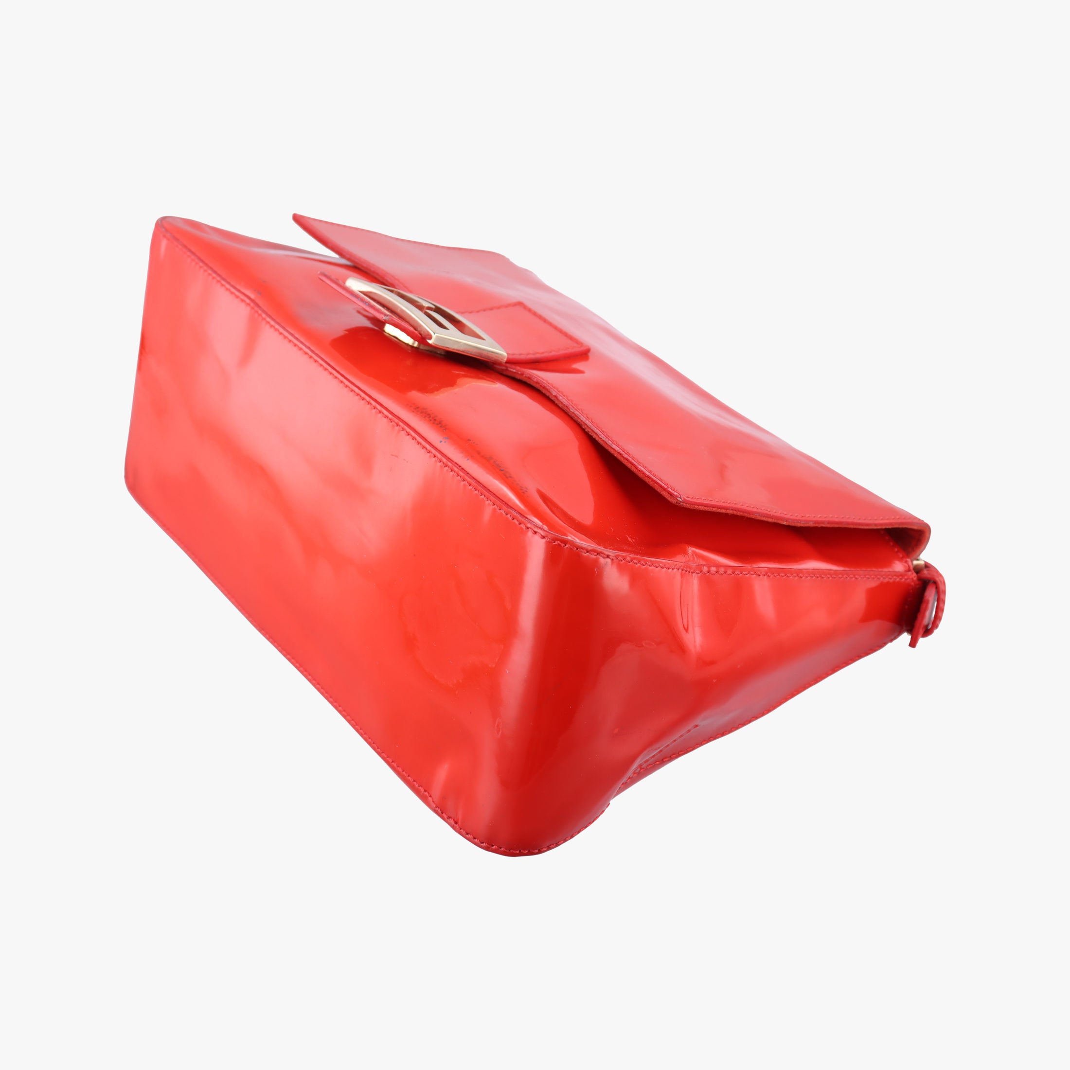 Pre-owned Fendi Mama Baguette Red Patent 8BR001 shoulderbag | stylenewstar