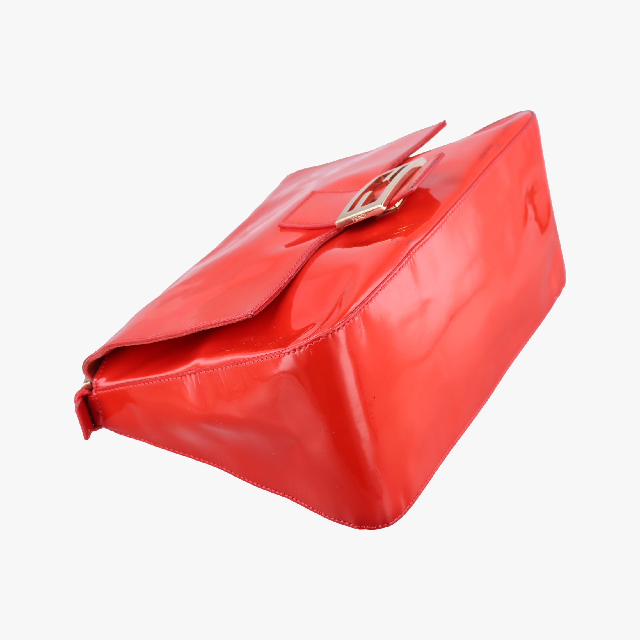 Pre-owned Fendi Mama Baguette Red Patent 8BR001 shoulderbag | stylenewstar