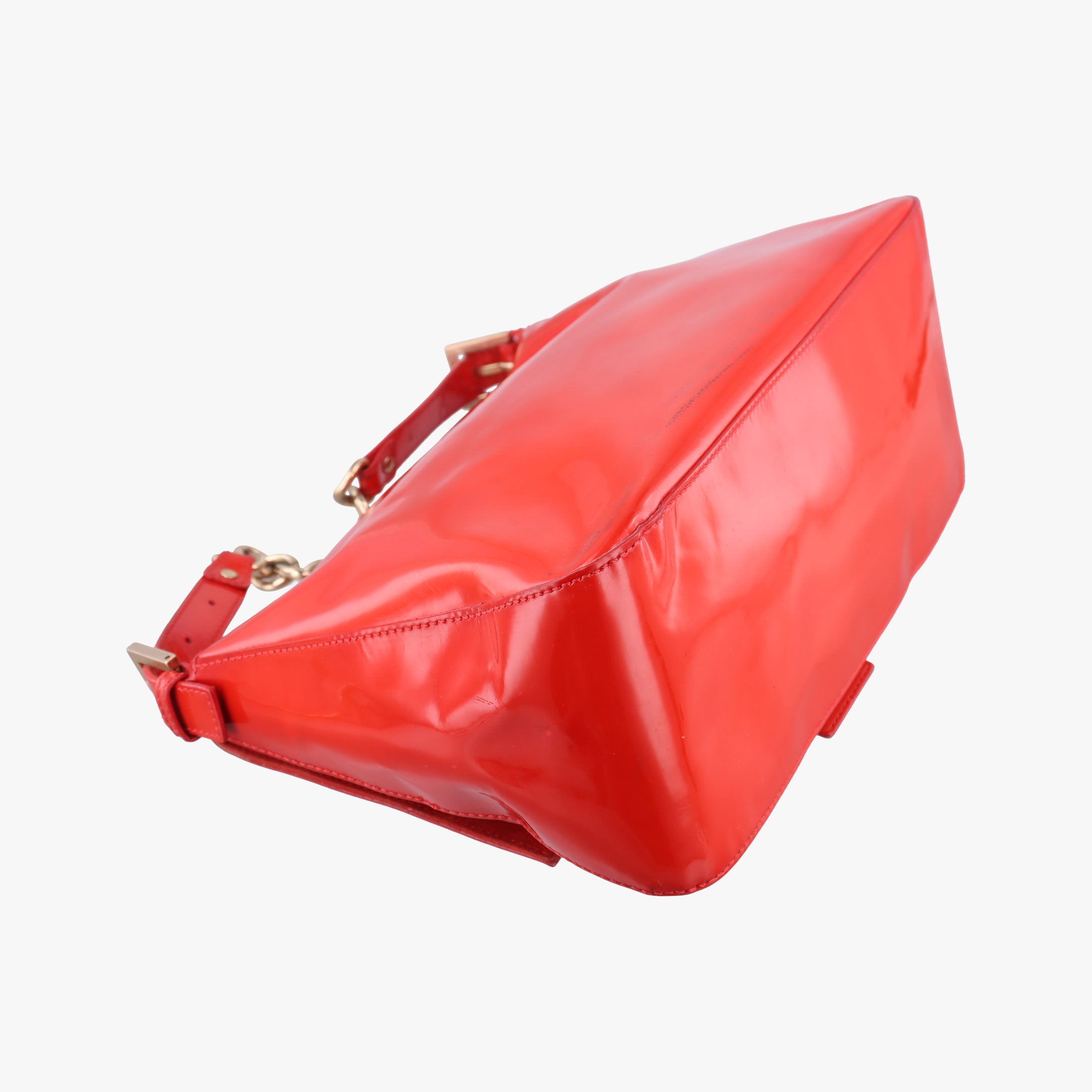 Pre-owned Fendi Mama Baguette Red Patent 8BR001 shoulderbag | stylenewstar