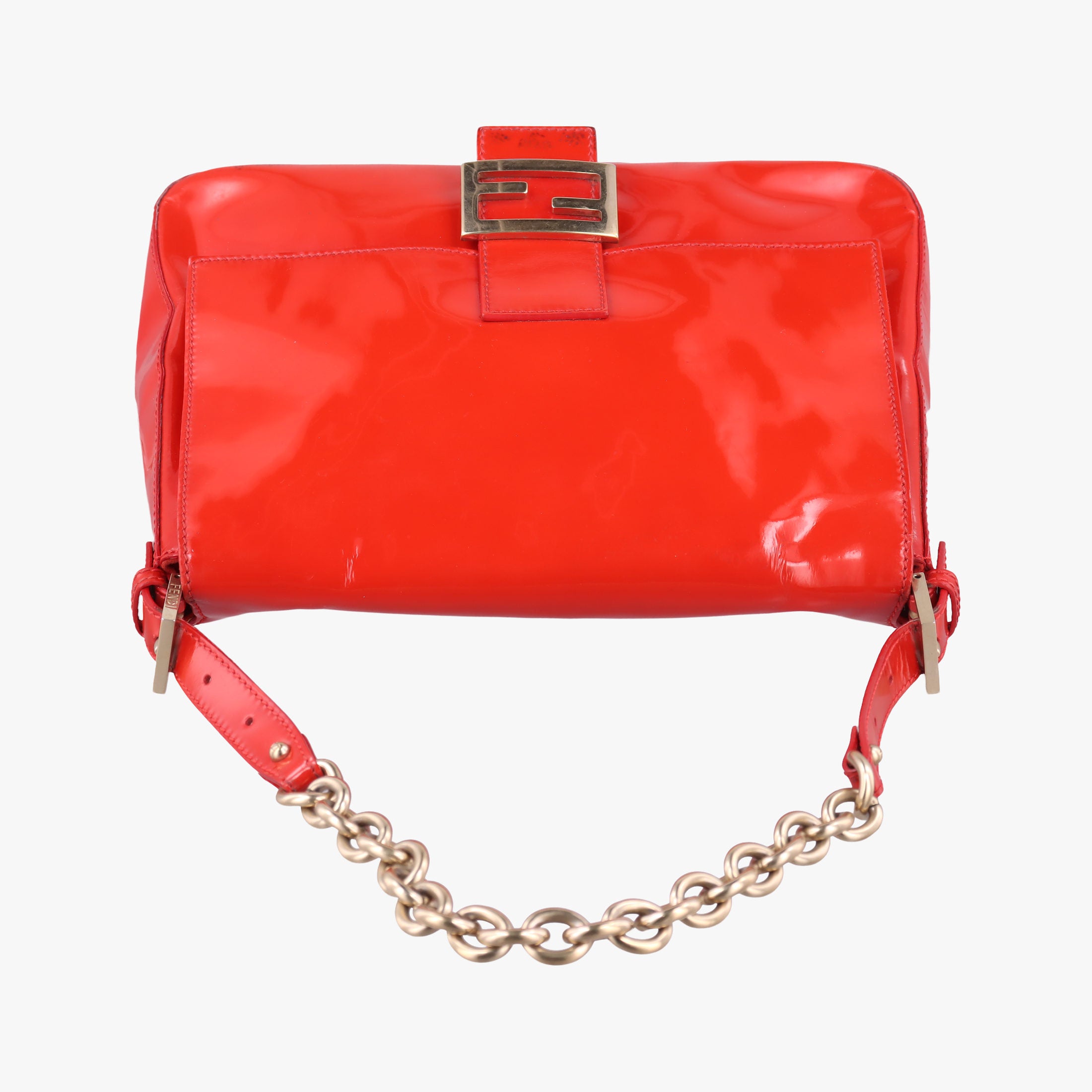 Pre-owned Fendi Mama Baguette Red Patent 8BR001 shoulderbag | stylenewstar