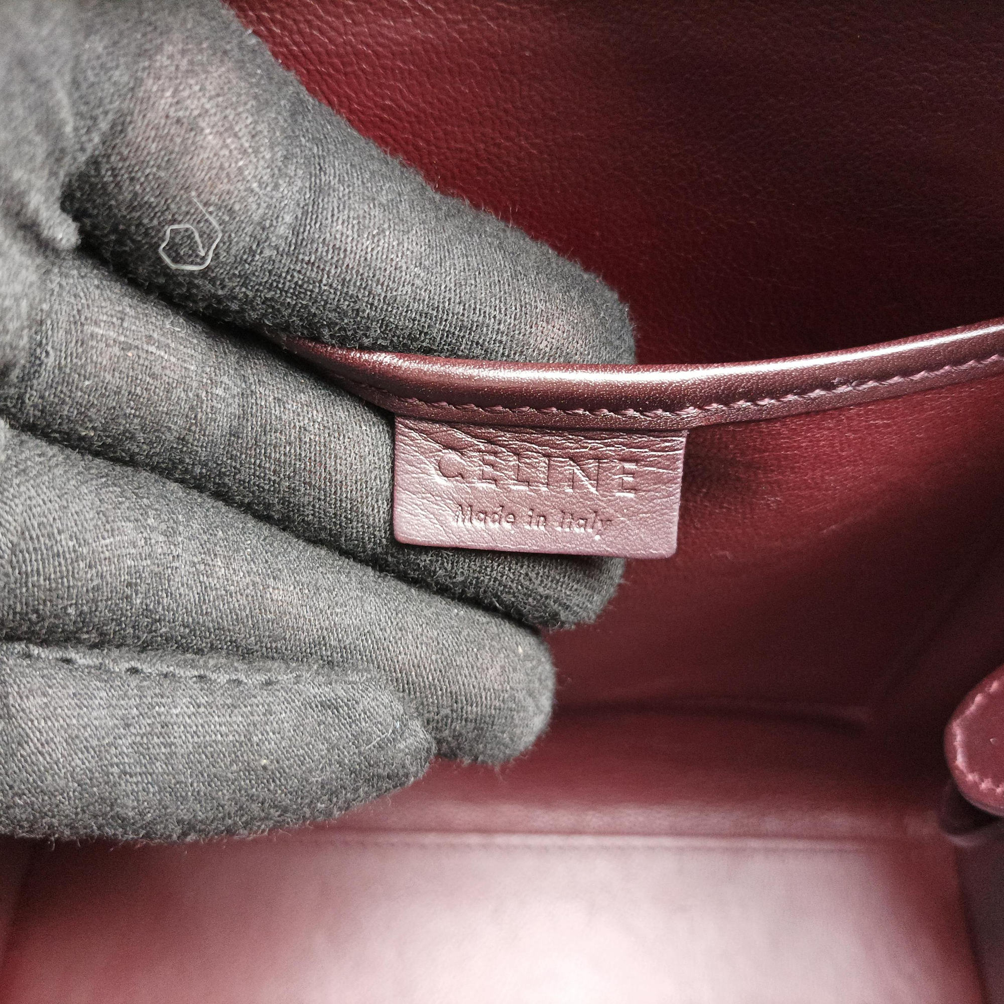Pre-owned Celine luggage nano shopper Brown × Rose × Bordeaux Leather  shoulderbag | stylenewstar