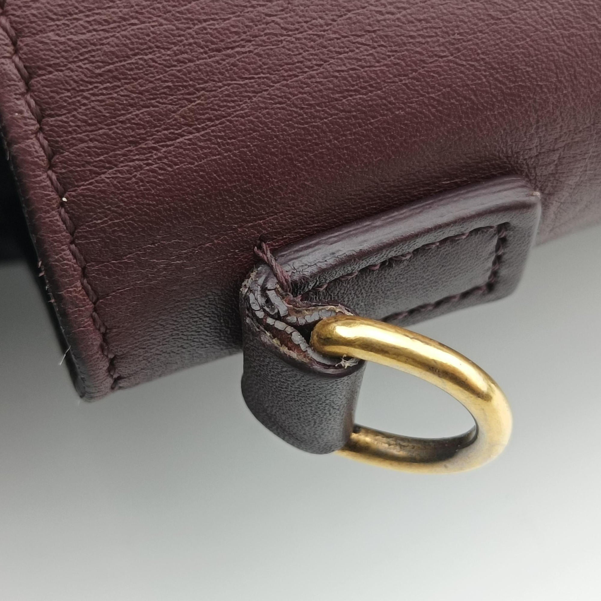 Pre-owned Celine luggage nano shopper Brown × Rose × Bordeaux Leather  shoulderbag | stylenewstar
