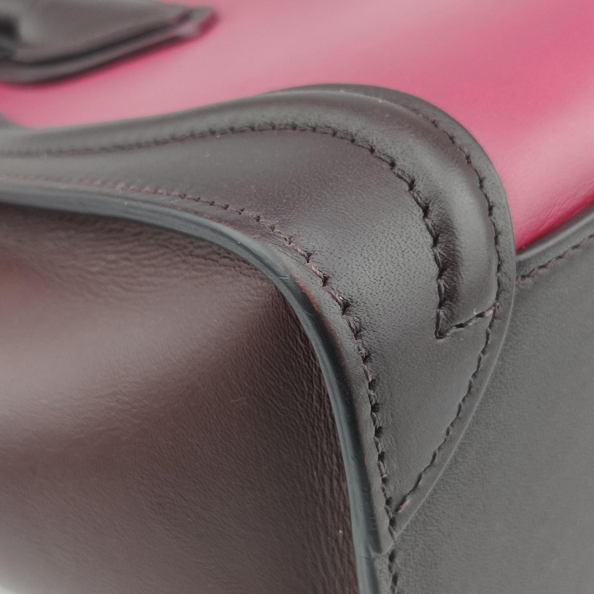 Pre-owned Celine luggage nano shopper Brown × Rose × Bordeaux Leather  shoulderbag | stylenewstar