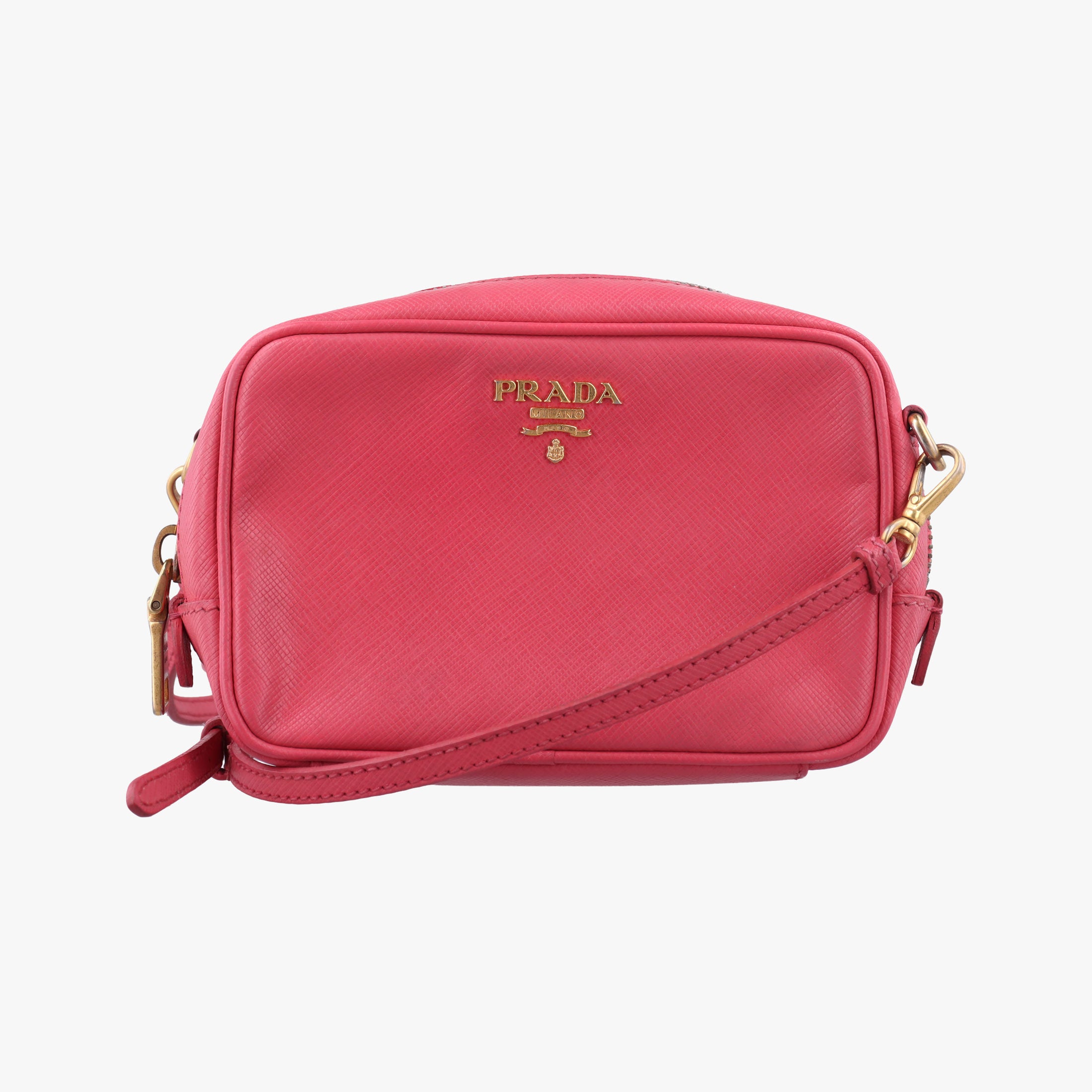 Vintage Prada VITELLO PHENIX Messenger Camera Rose SAFFIANO Leather 1N1674 shoulderbag | stylenewstar