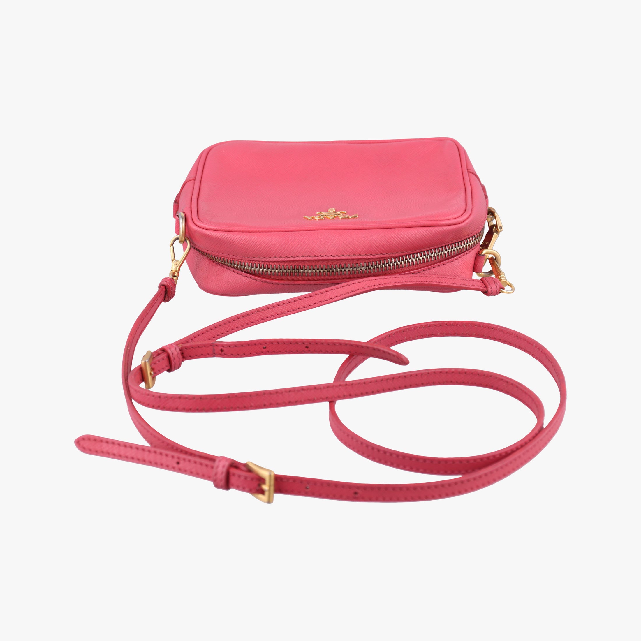Vintage Prada VITELLO PHENIX Messenger Camera Rose SAFFIANO Leather 1N1674 shoulderbag | stylenewstar