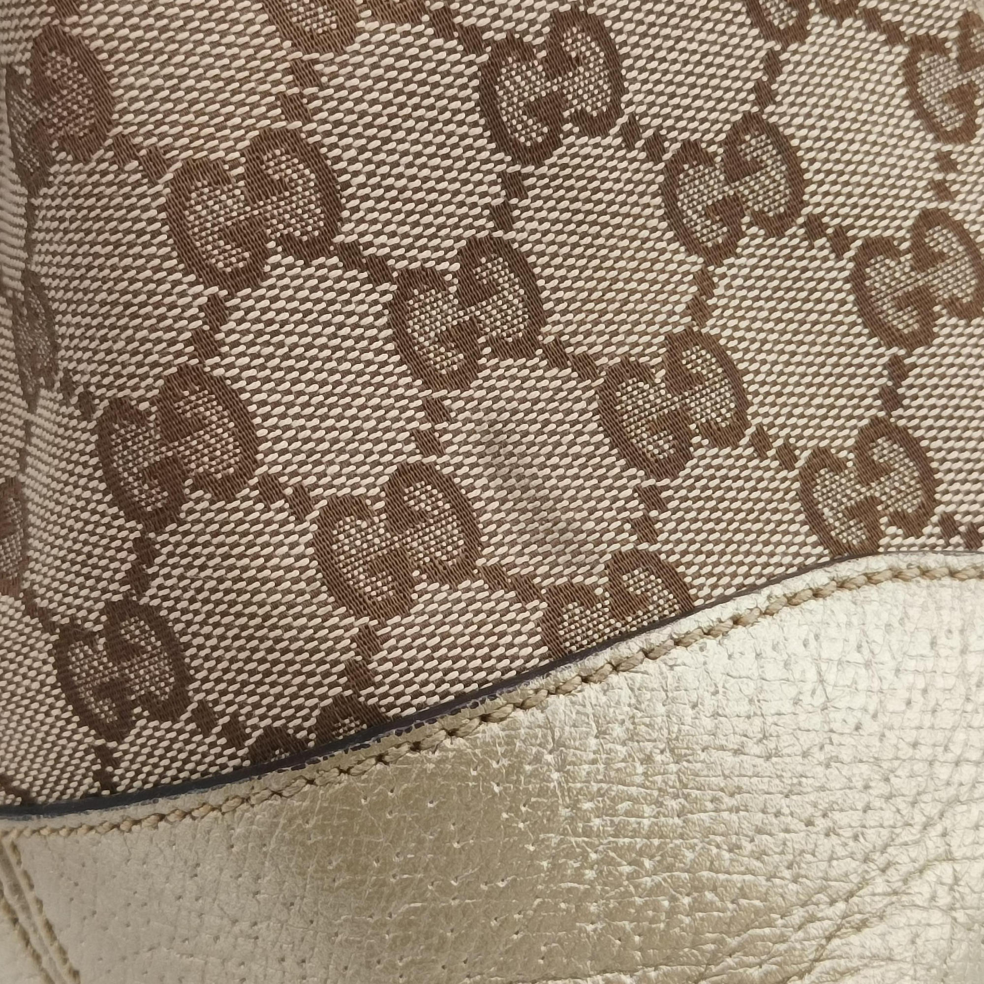Vintage Gucci Guccissima Bree Beige×Golden canvas×Leather 353120 shoulderbag | stylenewstar