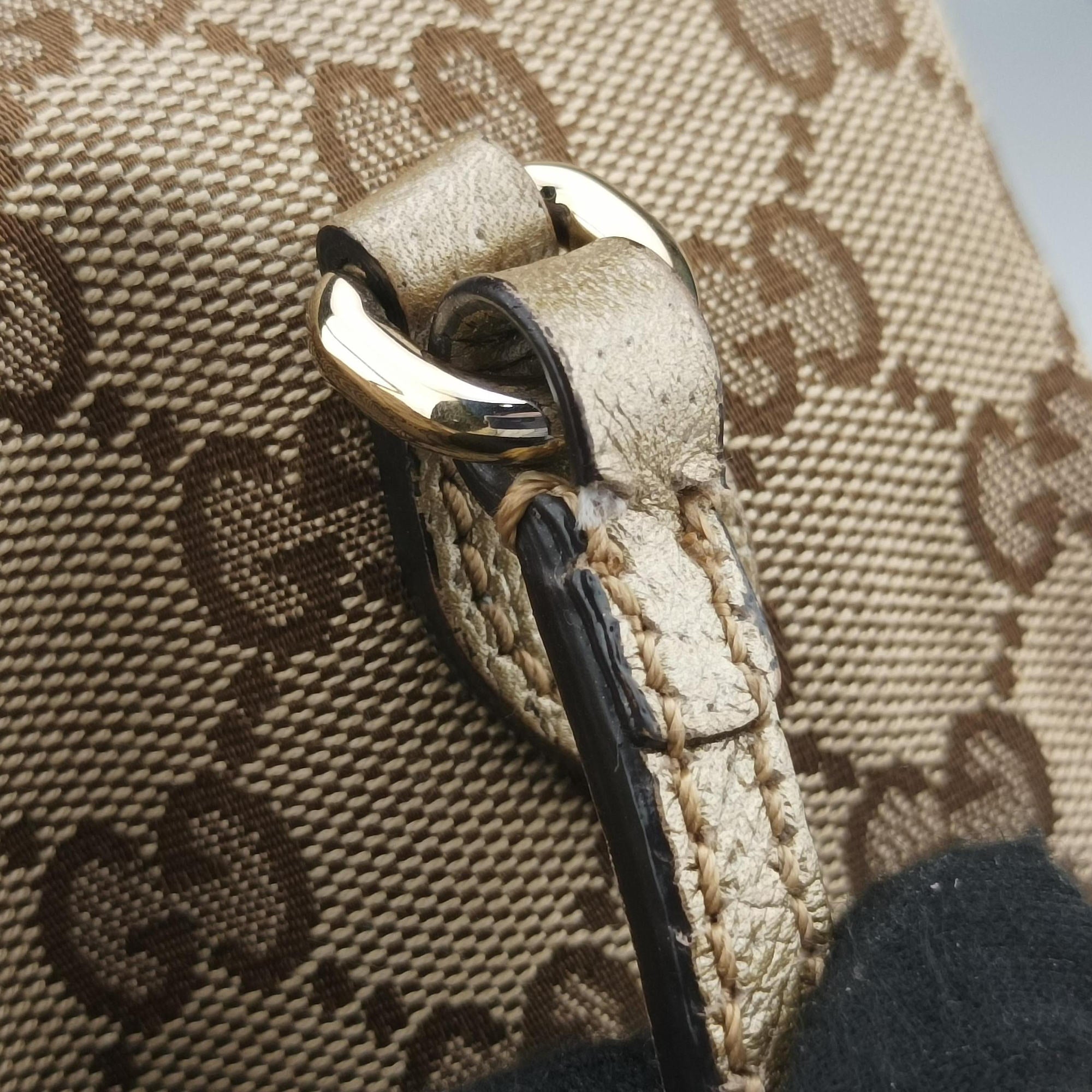 Vintage Gucci Guccissima Bree Beige×Golden canvas×Leather 353120 shoulderbag | stylenewstar