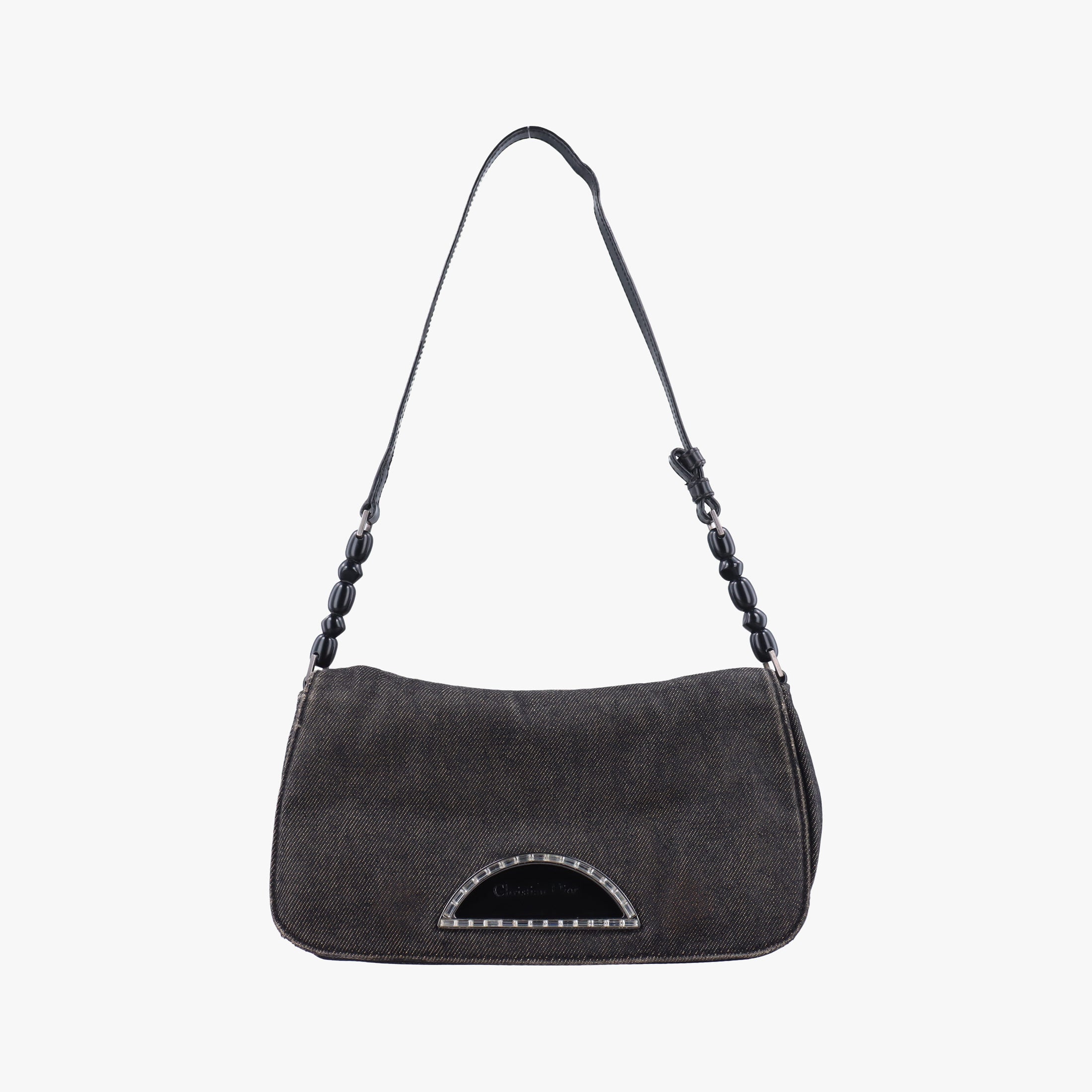 Vintage Christian Dior Malice pearl Gray Denim × Leather  shoulderbag | stylenewstar