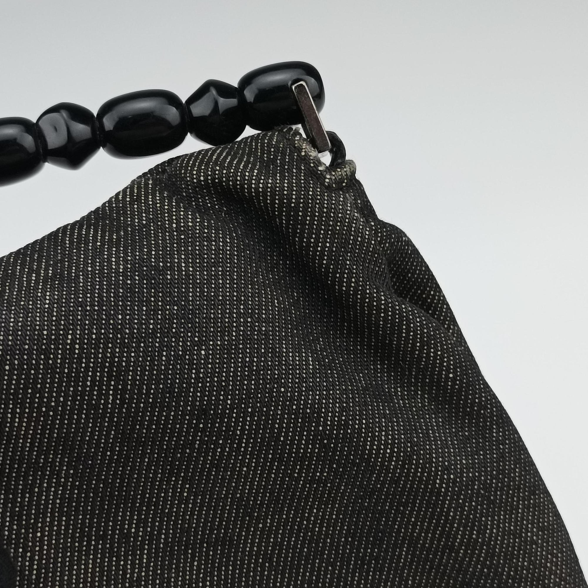 Vintage Christian Dior Malice pearl Gray Denim × Leather  shoulderbag | stylenewstar