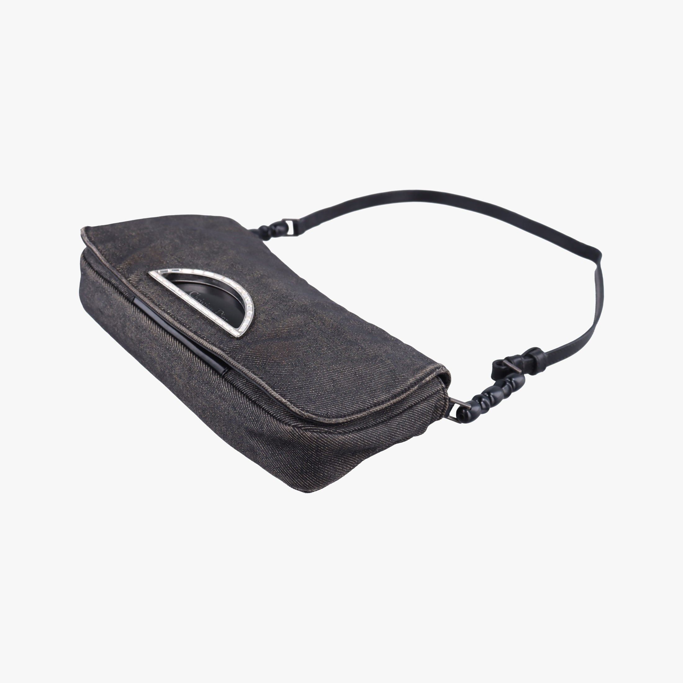 Vintage Christian Dior Malice pearl Gray Denim × Leather  shoulderbag | stylenewstar