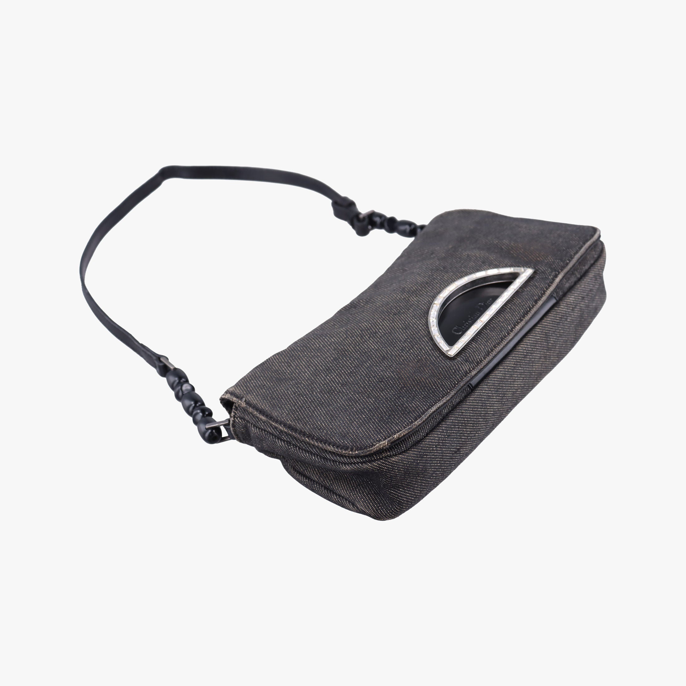 Vintage Christian Dior Malice pearl Gray Denim × Leather  shoulderbag | stylenewstar