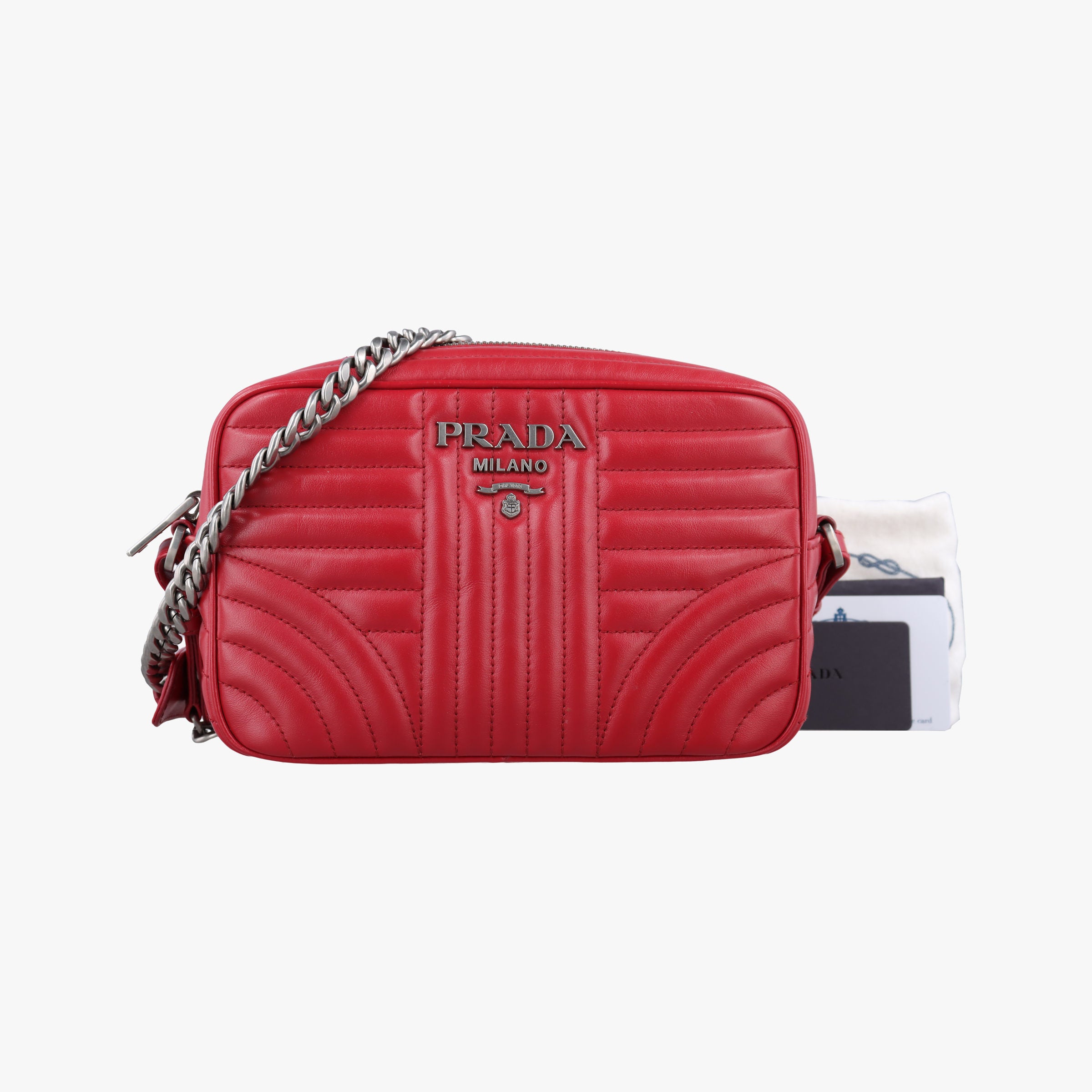 Vintage Prada Diagramme Red Leather 1BH083 shoulderbag | stylenewstar