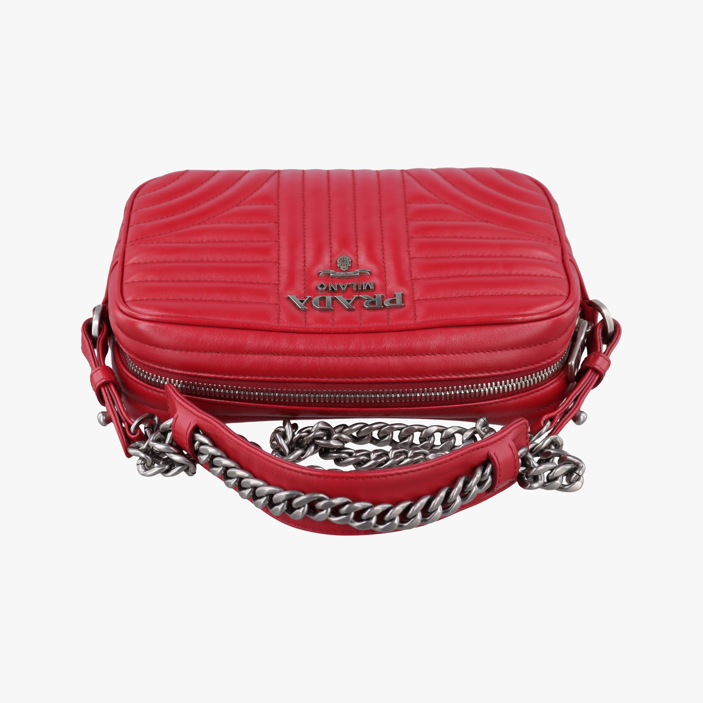 Vintage Prada Diagramme Red Leather 1BH083 shoulderbag | stylenewstar