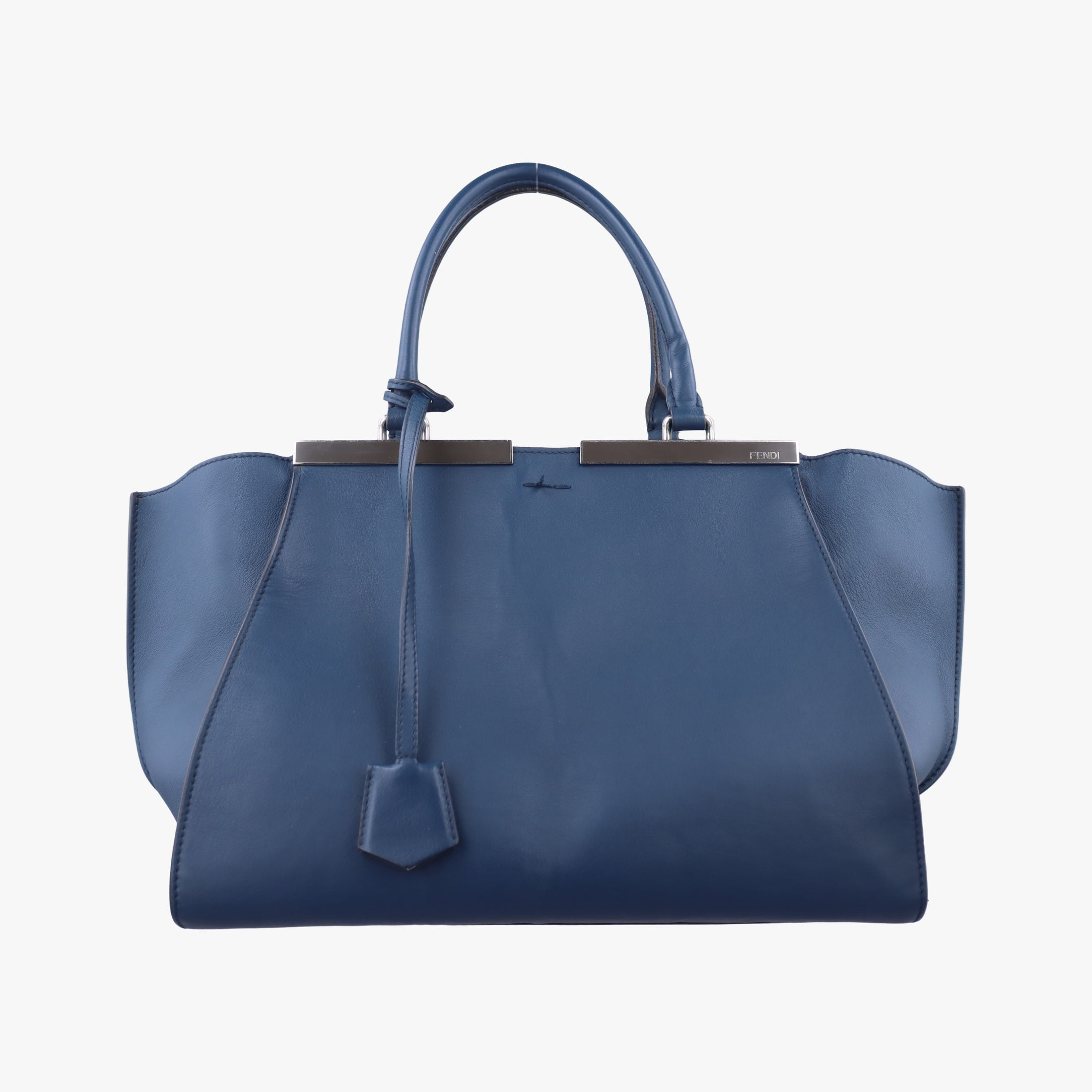 Pre-owned Fendi Trois Jours Navy Leather 8BH279 handbag | stylenewstar