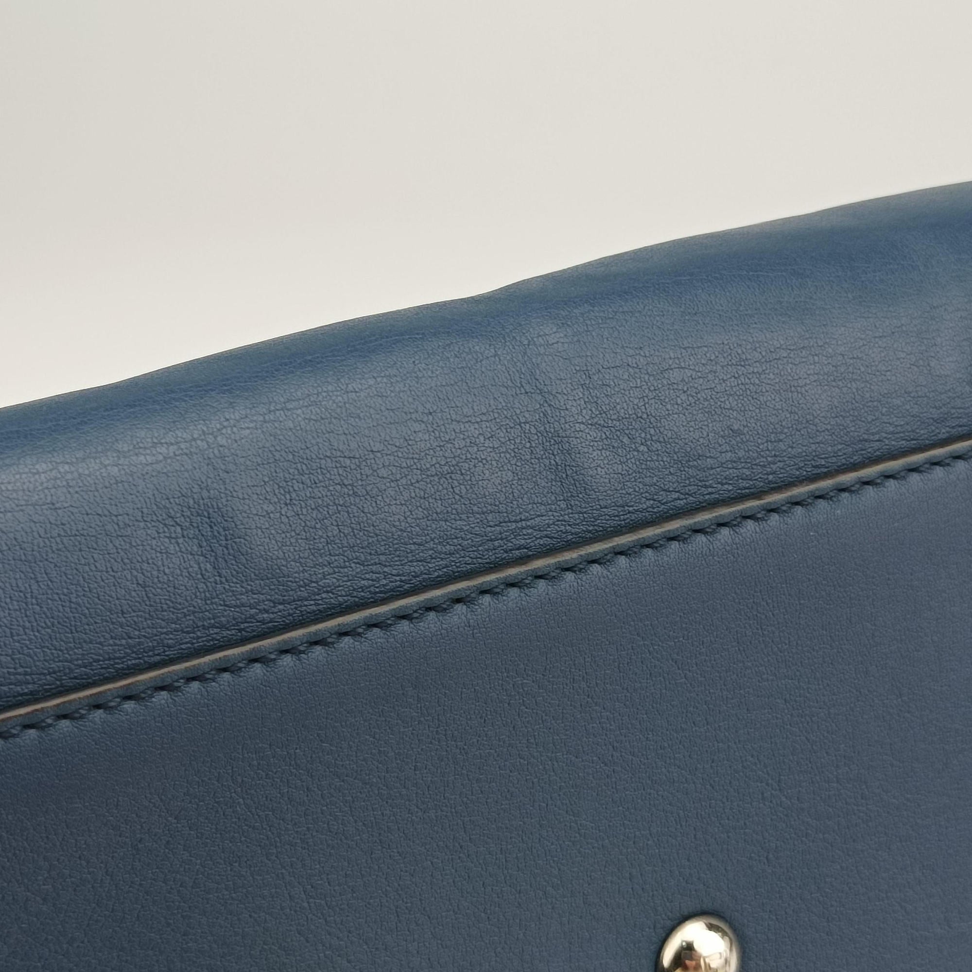 Pre-owned Fendi Trois Jours Navy Leather 8BH279 handbag | stylenewstar