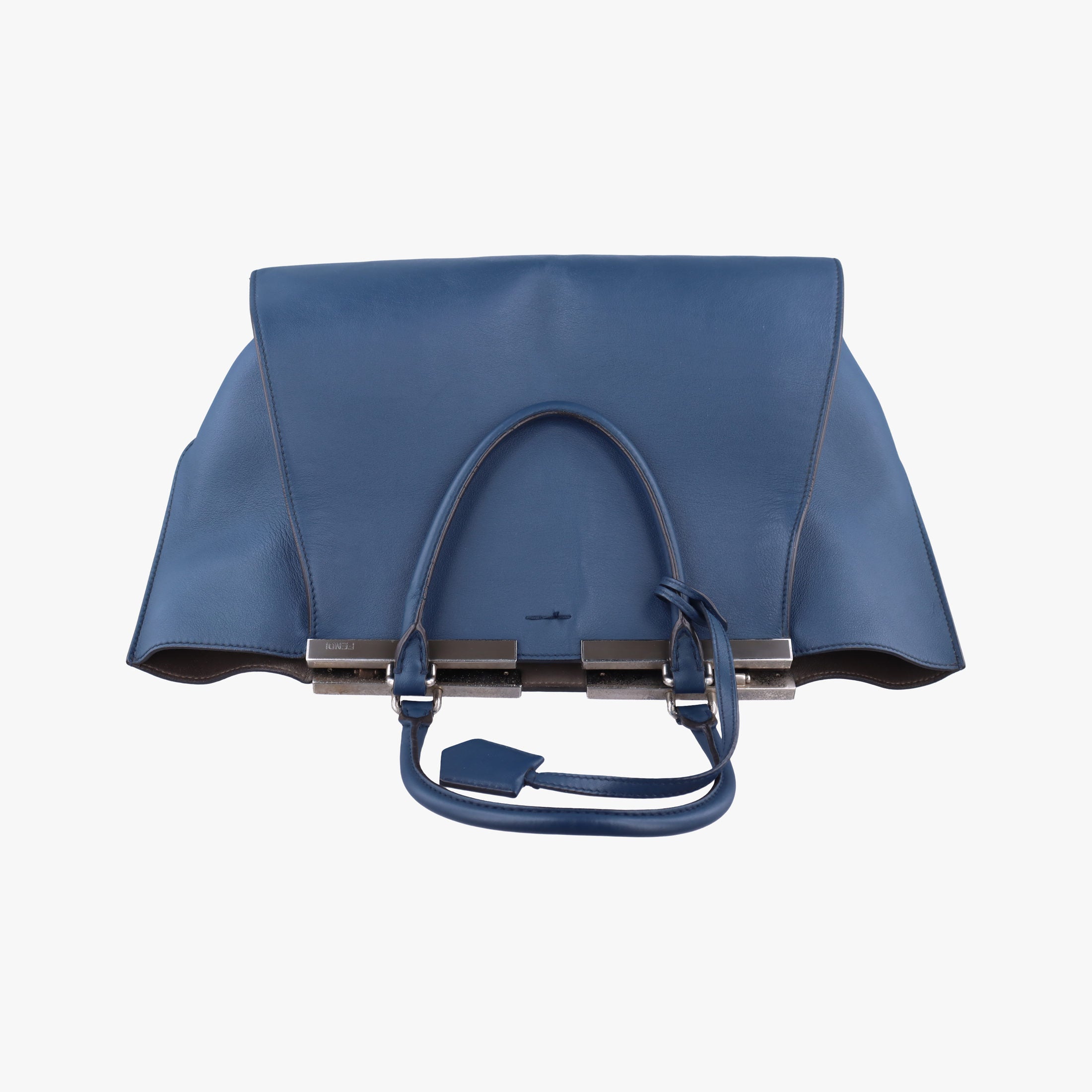 Pre-owned Fendi Trois Jours Navy Leather 8BH279 handbag | stylenewstar