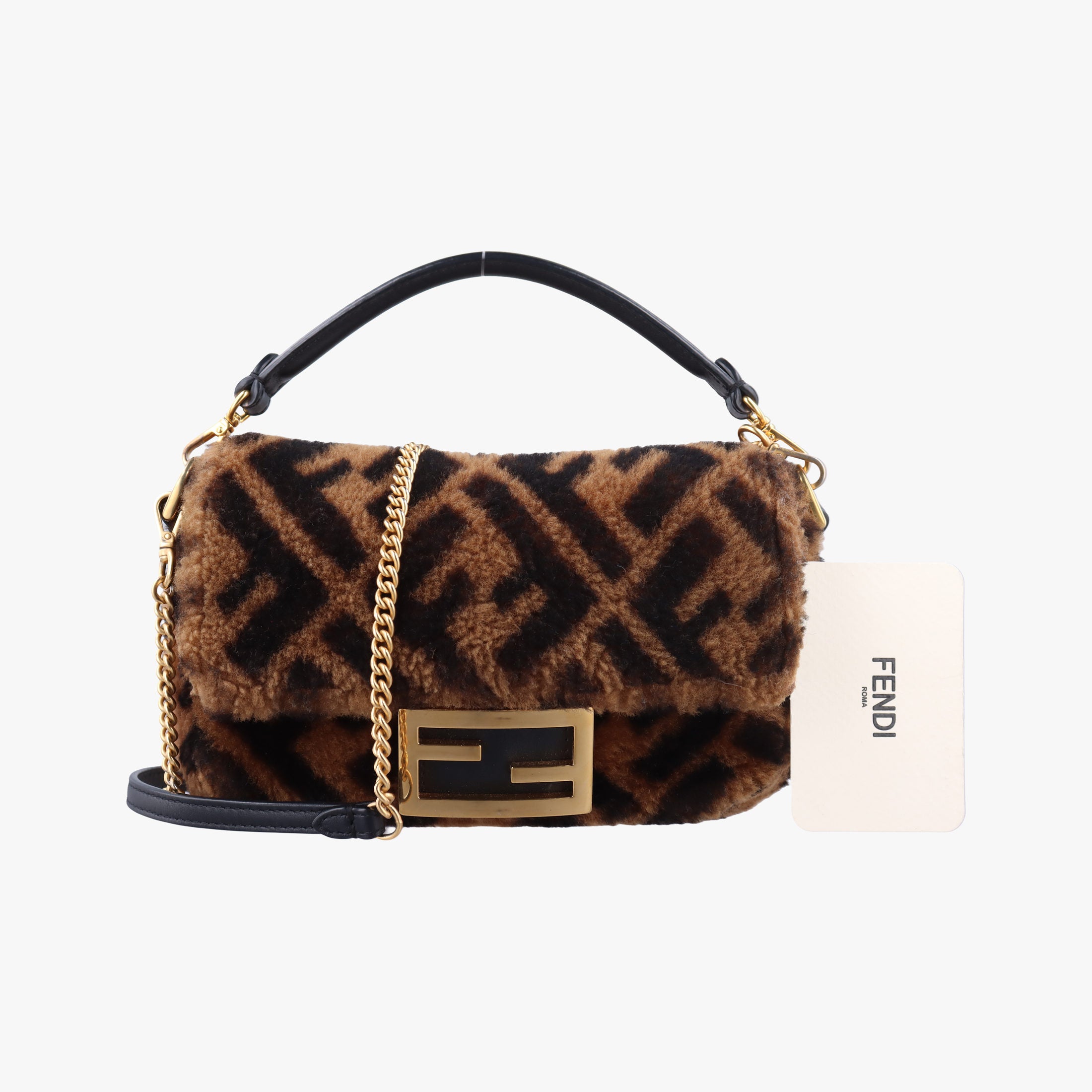 Vintage Fendi BAGUETTE Brown×Black fur 8BS017 shoulderbag | stylenewstar
