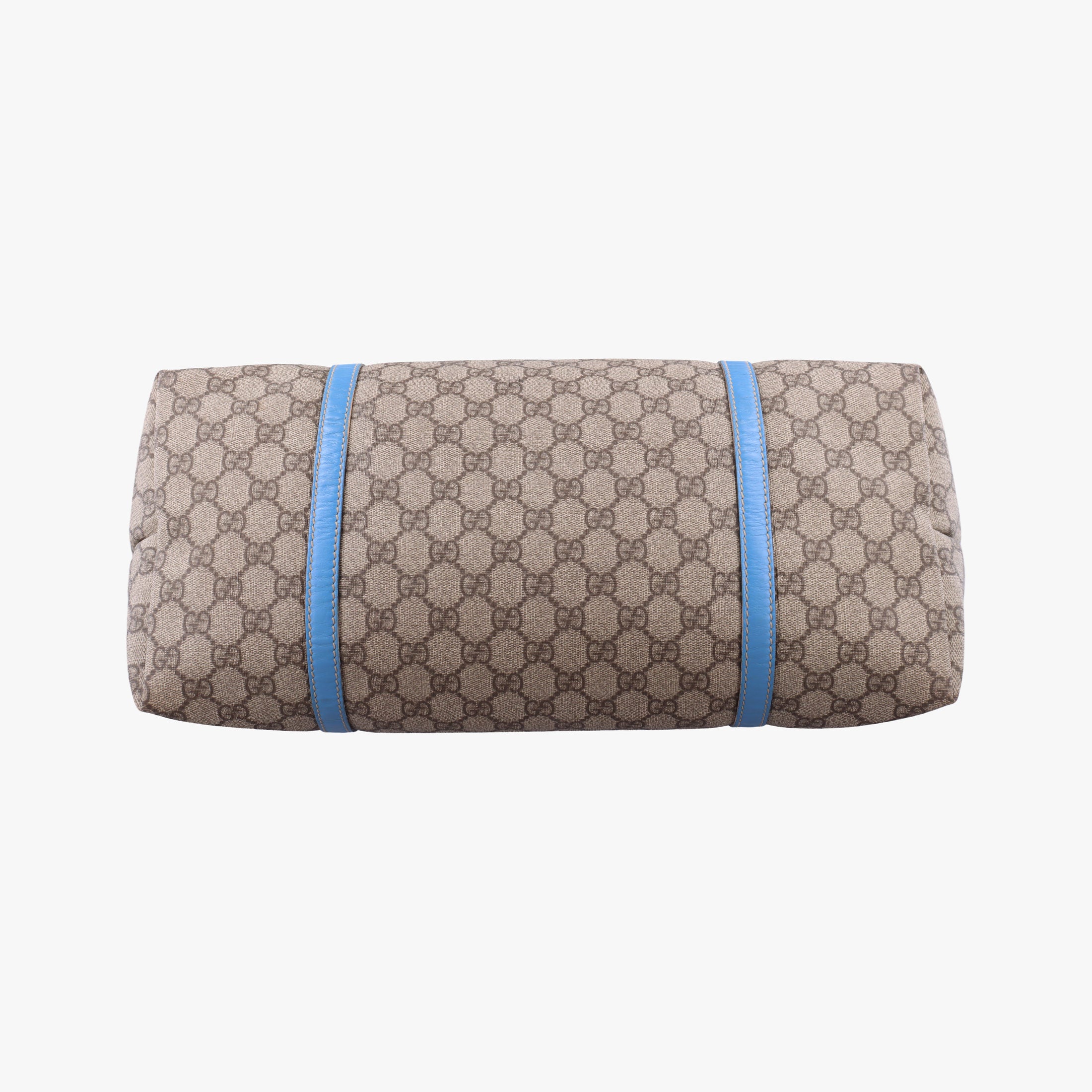 Pre-owned Gucci GG Plus GG Supreme beige×blue PVC coated canvas×Leather 197954 handbag | stylenewstar