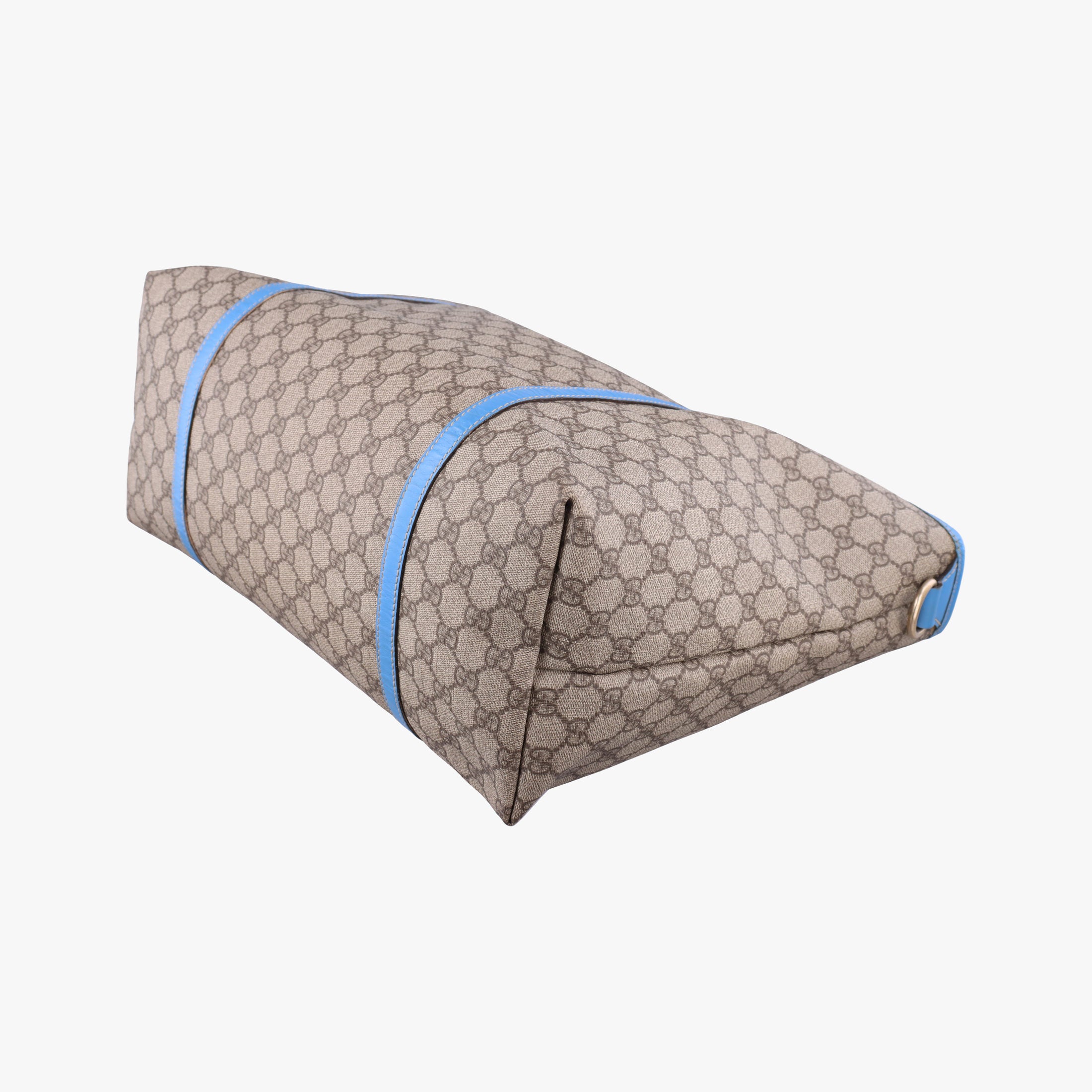 Pre-owned Gucci GG Plus GG Supreme beige×blue PVC coated canvas×Leather 197954 handbag | stylenewstar