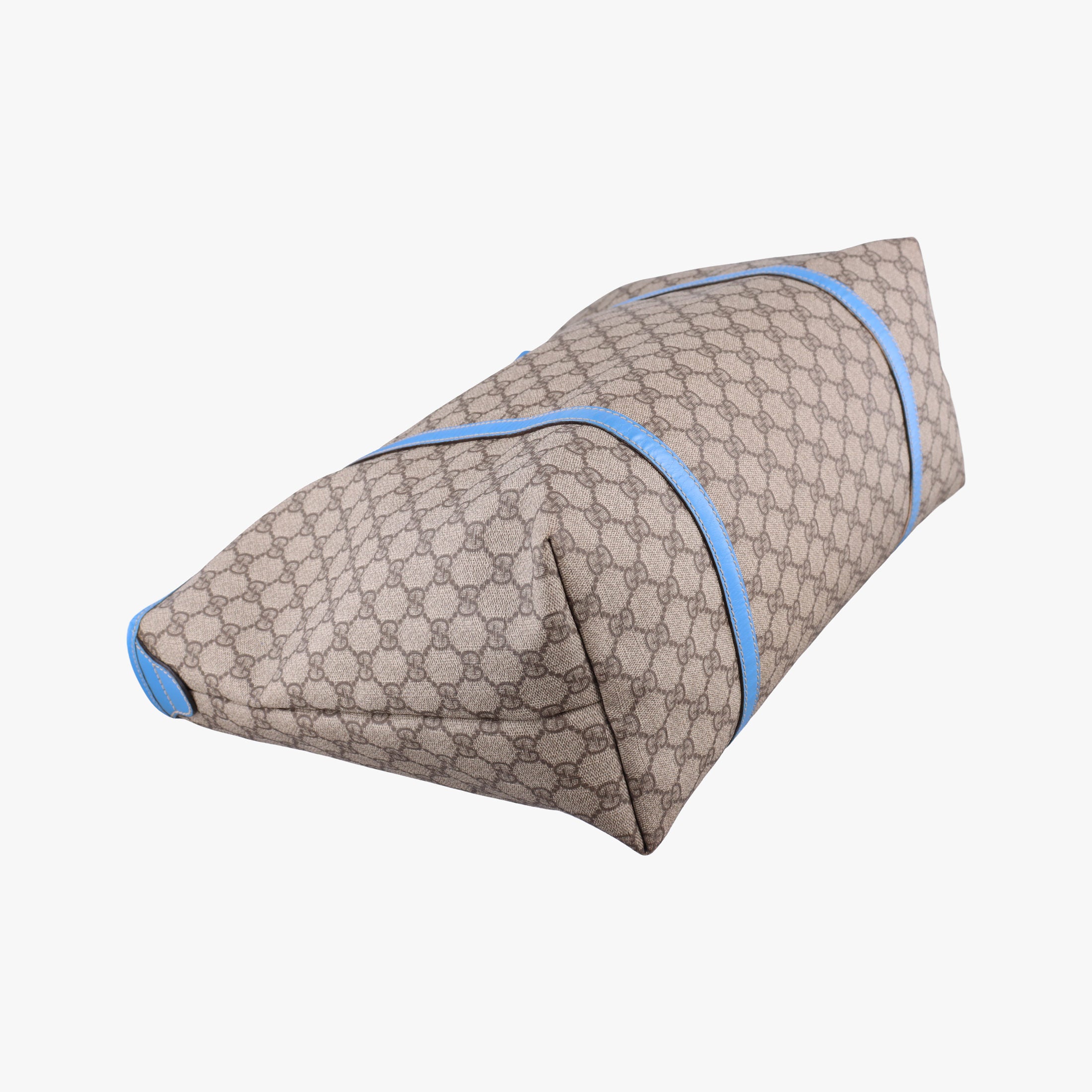 Pre-owned Gucci GG Plus GG Supreme beige×blue PVC coated canvas×Leather 197954 handbag | stylenewstar