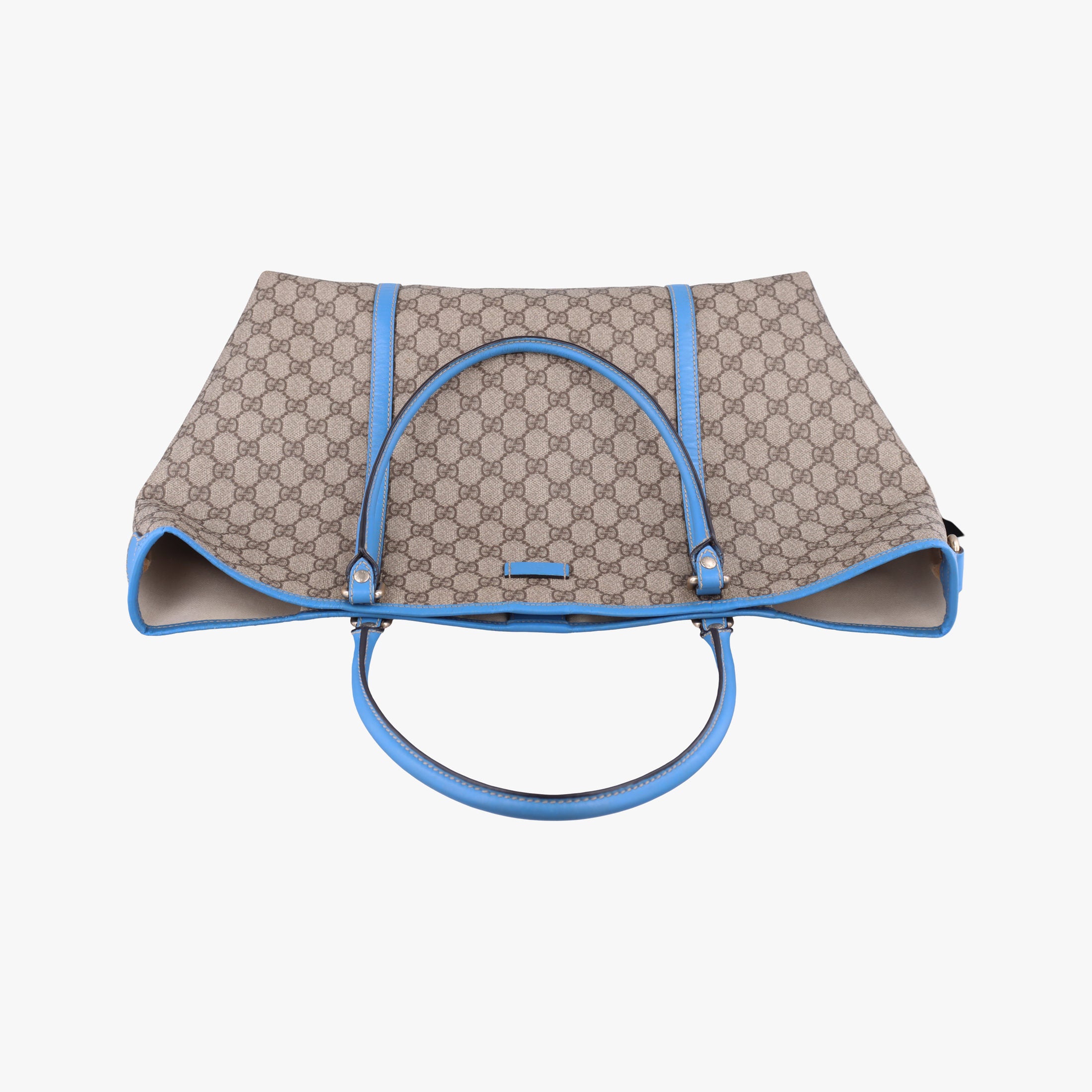 Pre-owned Gucci GG Plus GG Supreme beige×blue PVC coated canvas×Leather 197954 handbag | stylenewstar