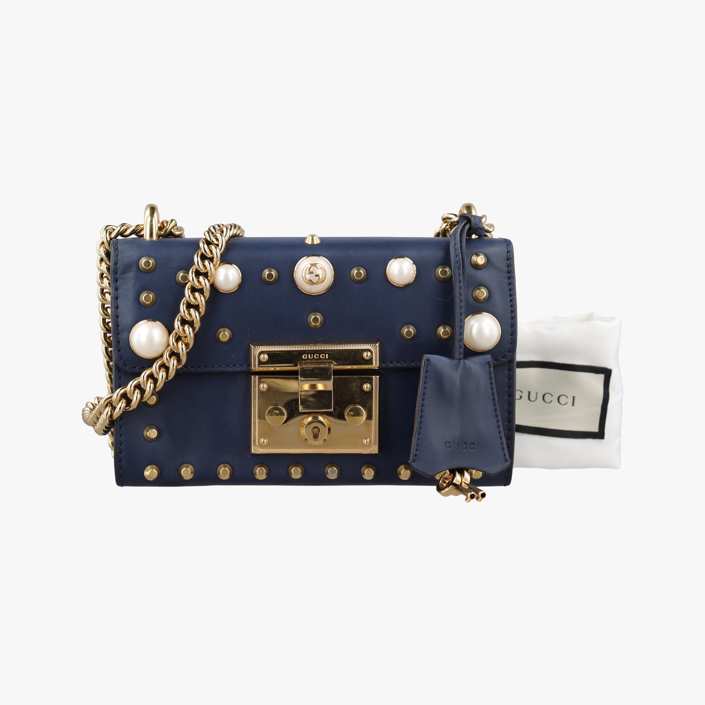 Vintage Gucci Padlock Navy Leather 432182 shoulderbag | stylenewstar