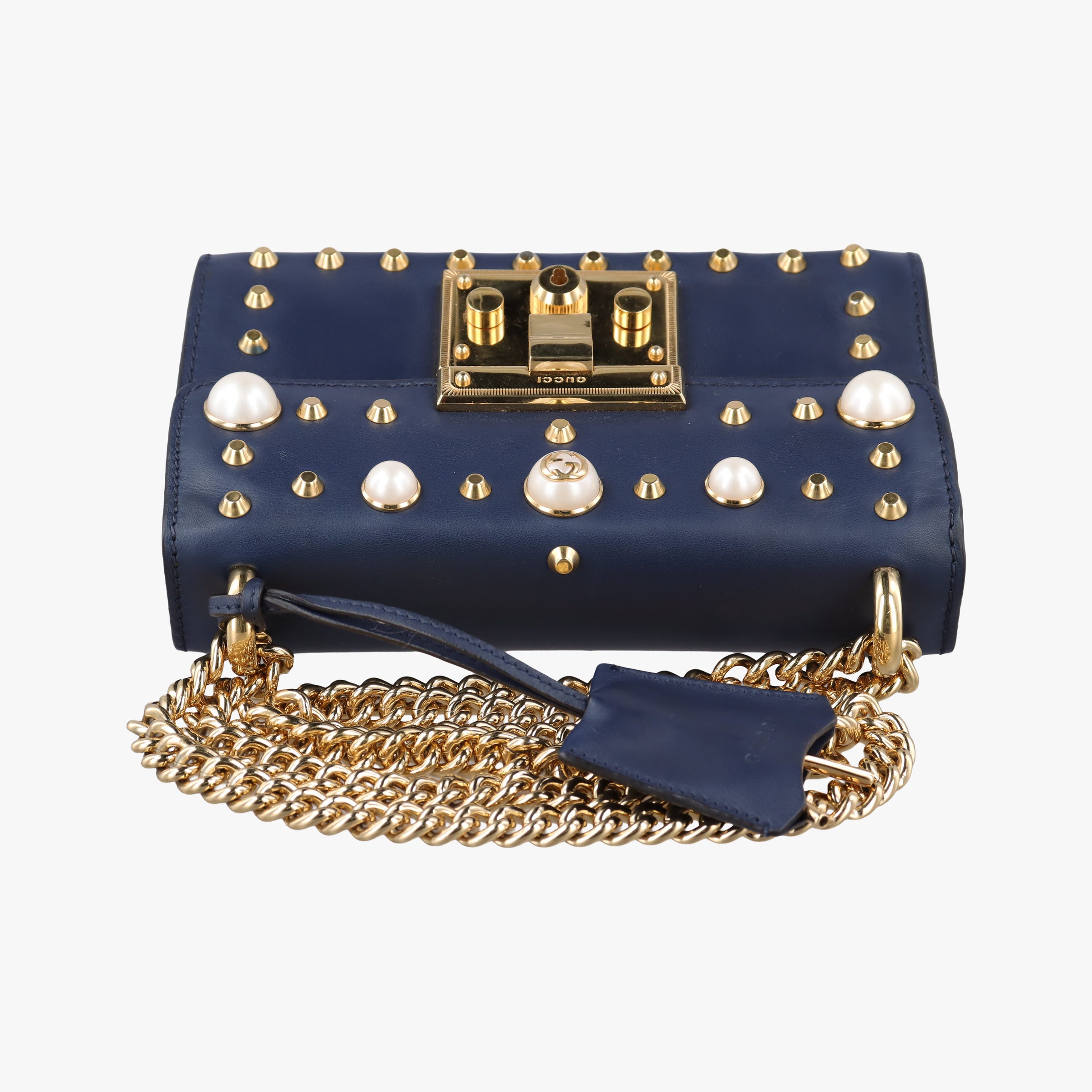 Vintage Gucci Padlock Navy Leather 432182 shoulderbag | stylenewstar