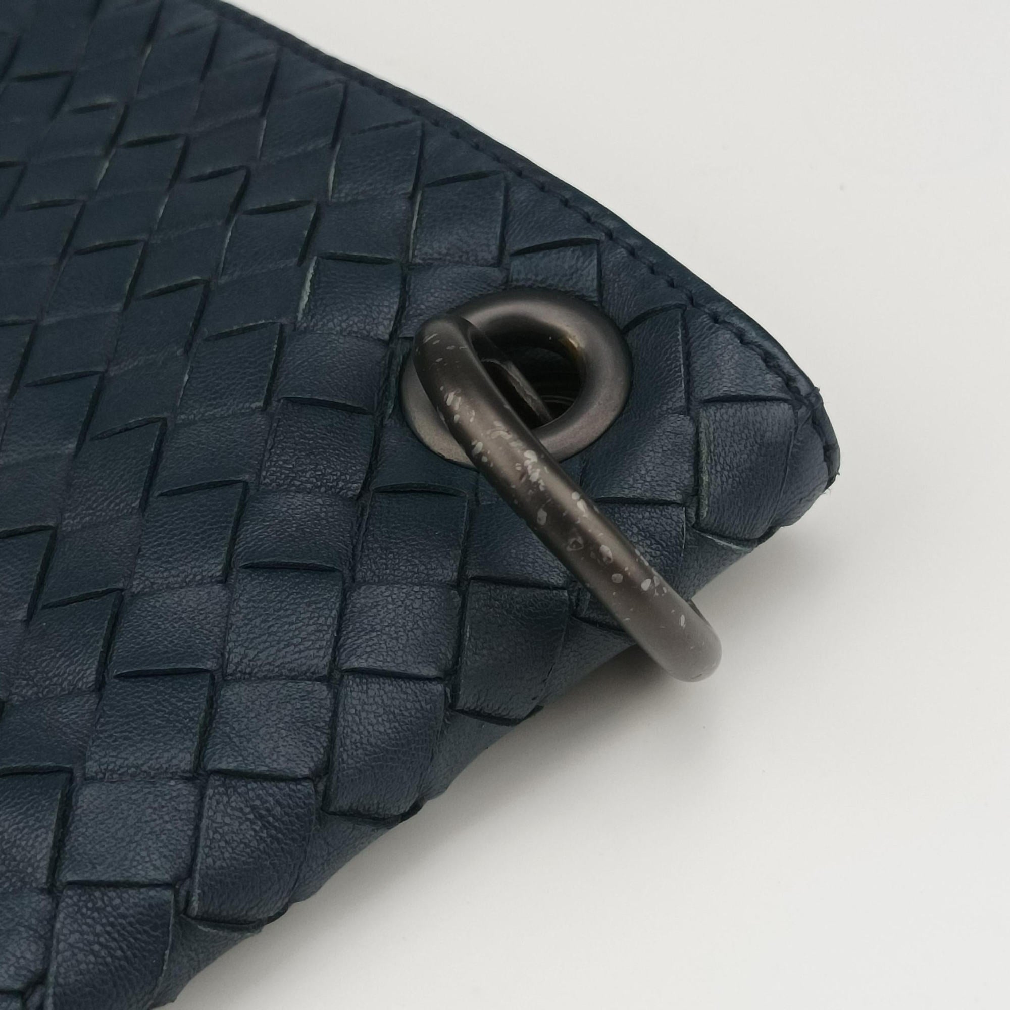 Pre-owned Bottega Veneta Intrecciato Navy lambskin  shoulderbag | stylenewstar