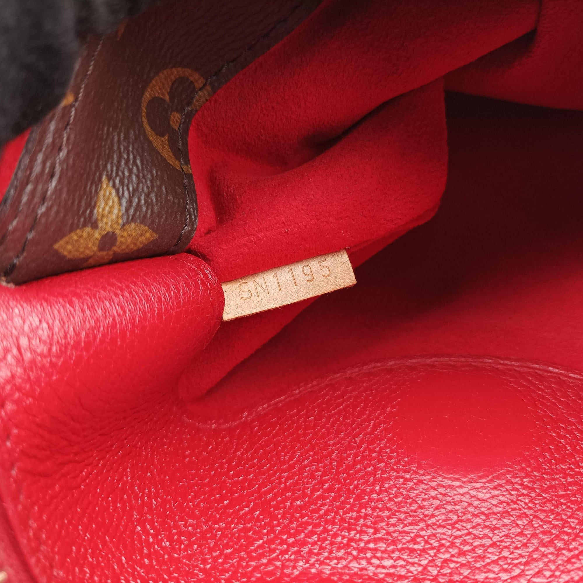 Pre-owned Louis Vuitton Pallas BB Brown×CERISE Monogram canvas×Calfskin M41241 shoulderbag | stylenewstar