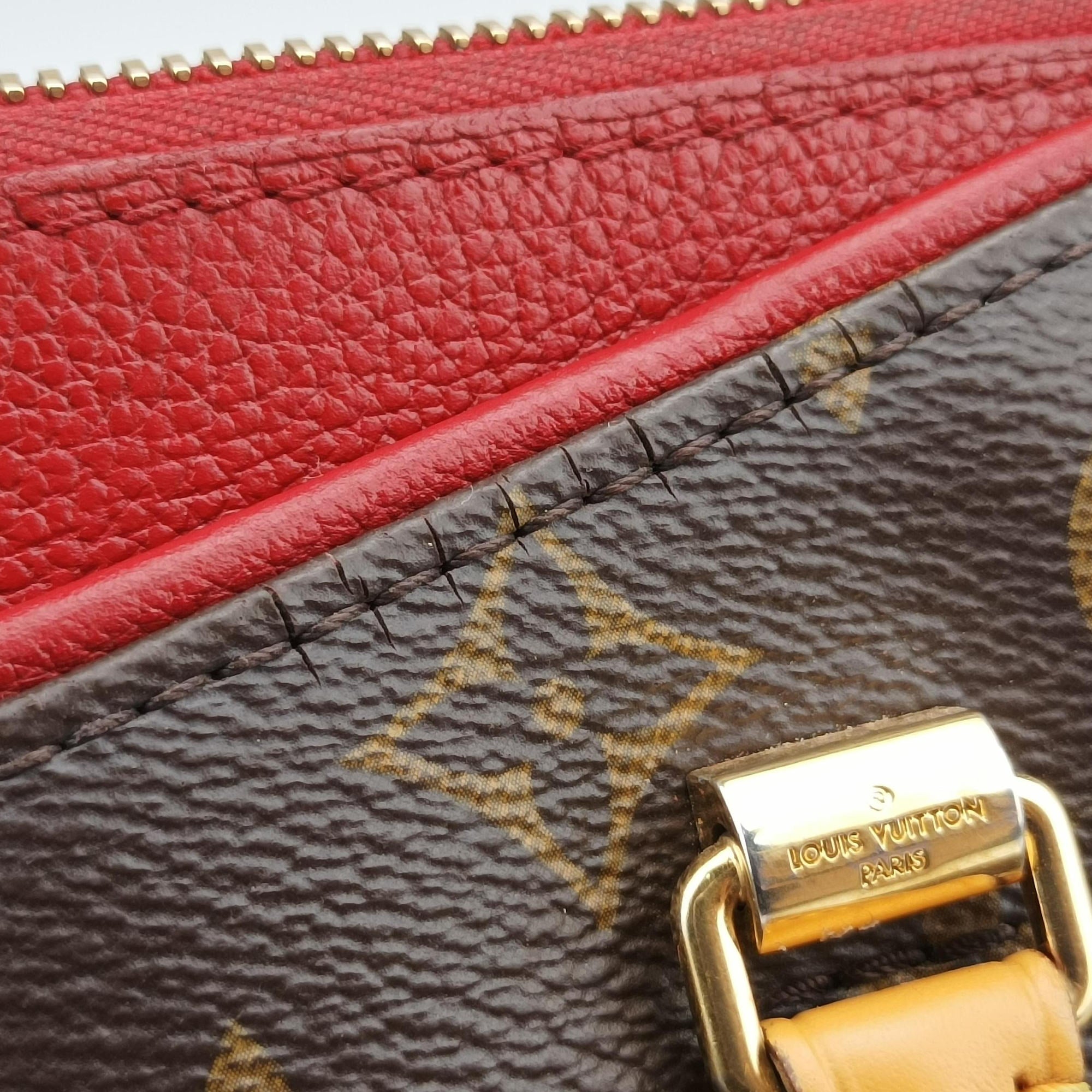 Pre-owned Louis Vuitton Pallas BB Brown×CERISE Monogram canvas×Calfskin M41241 shoulderbag | stylenewstar