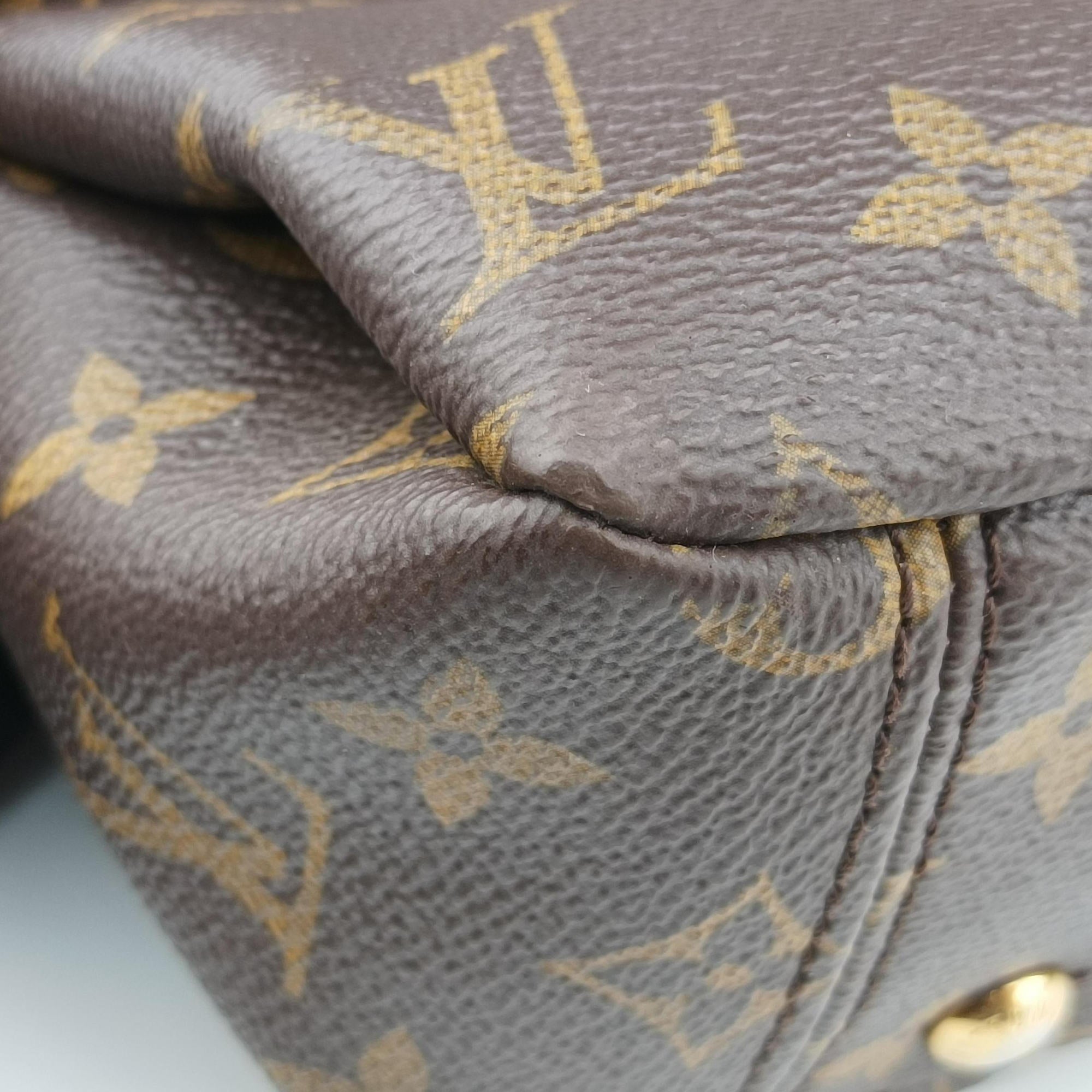 Pre-owned Louis Vuitton Pallas BB Brown×CERISE Monogram canvas×Calfskin M41241 shoulderbag | stylenewstar