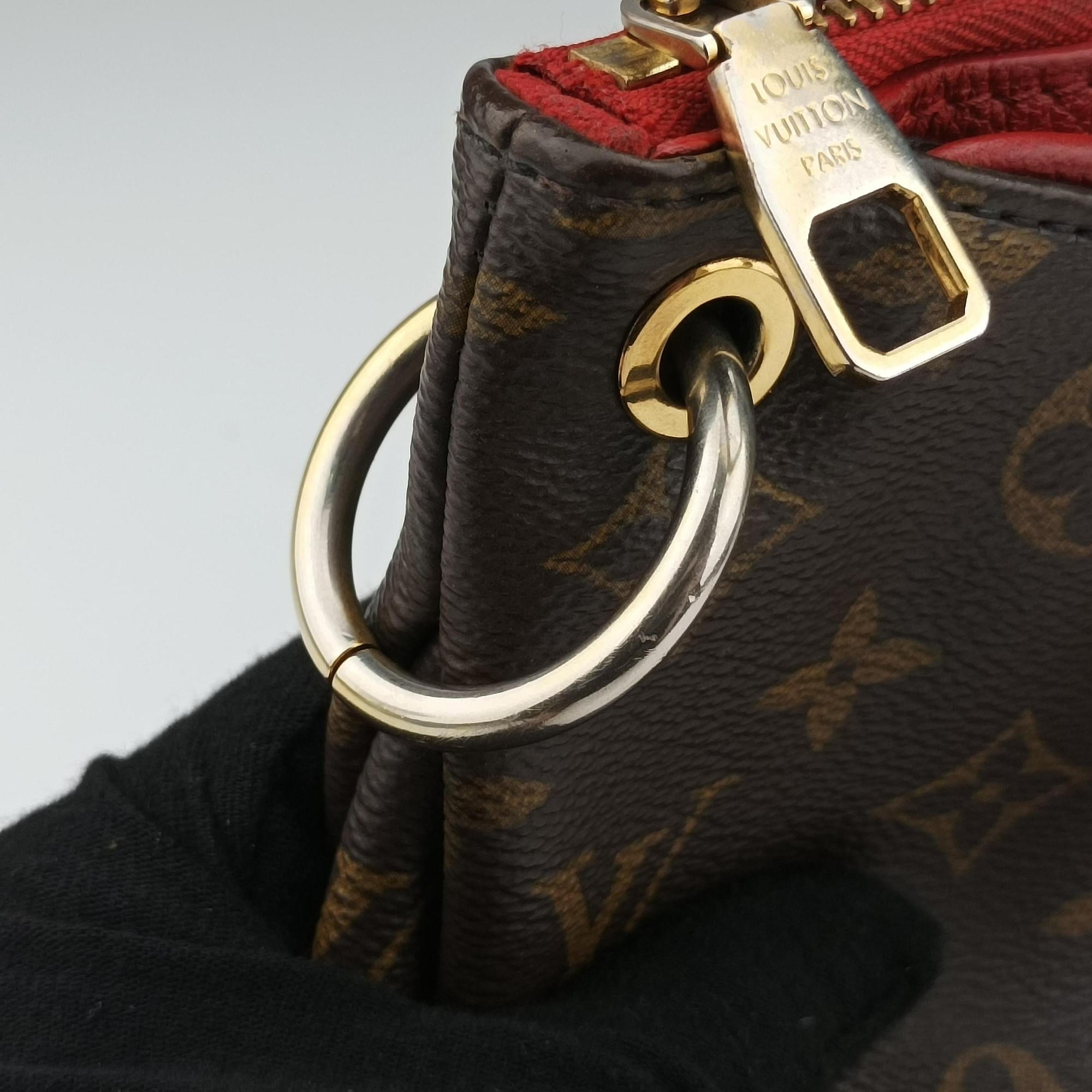 Pre-owned Louis Vuitton Pallas BB Brown×CERISE Monogram canvas×Calfskin M41241 shoulderbag | stylenewstar
