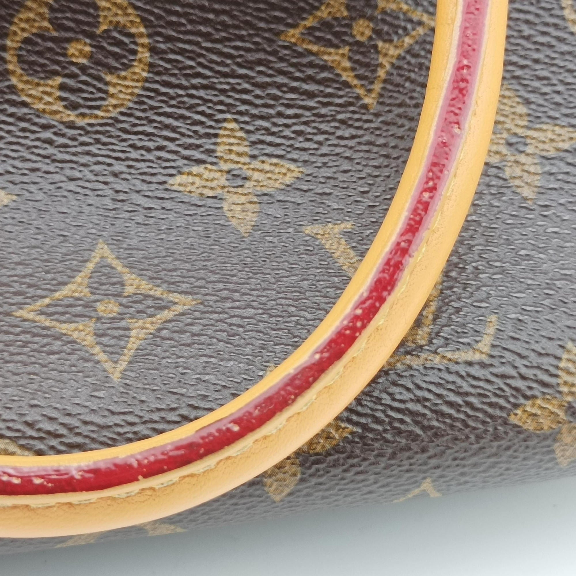 Pre-owned Louis Vuitton Pallas BB Brown×CERISE Monogram canvas×Calfskin M41241 shoulderbag | stylenewstar