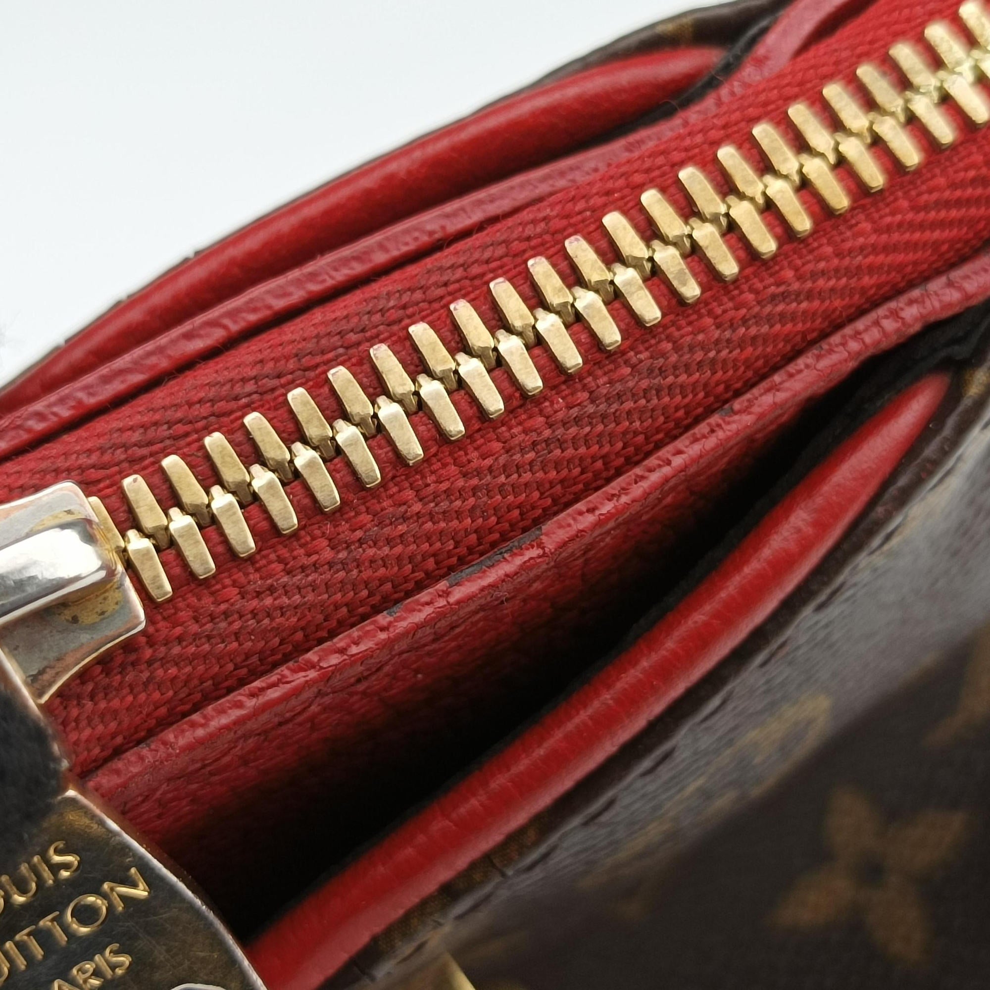 Pre-owned Louis Vuitton Pallas BB Brown×CERISE Monogram canvas×Calfskin M41241 shoulderbag | stylenewstar