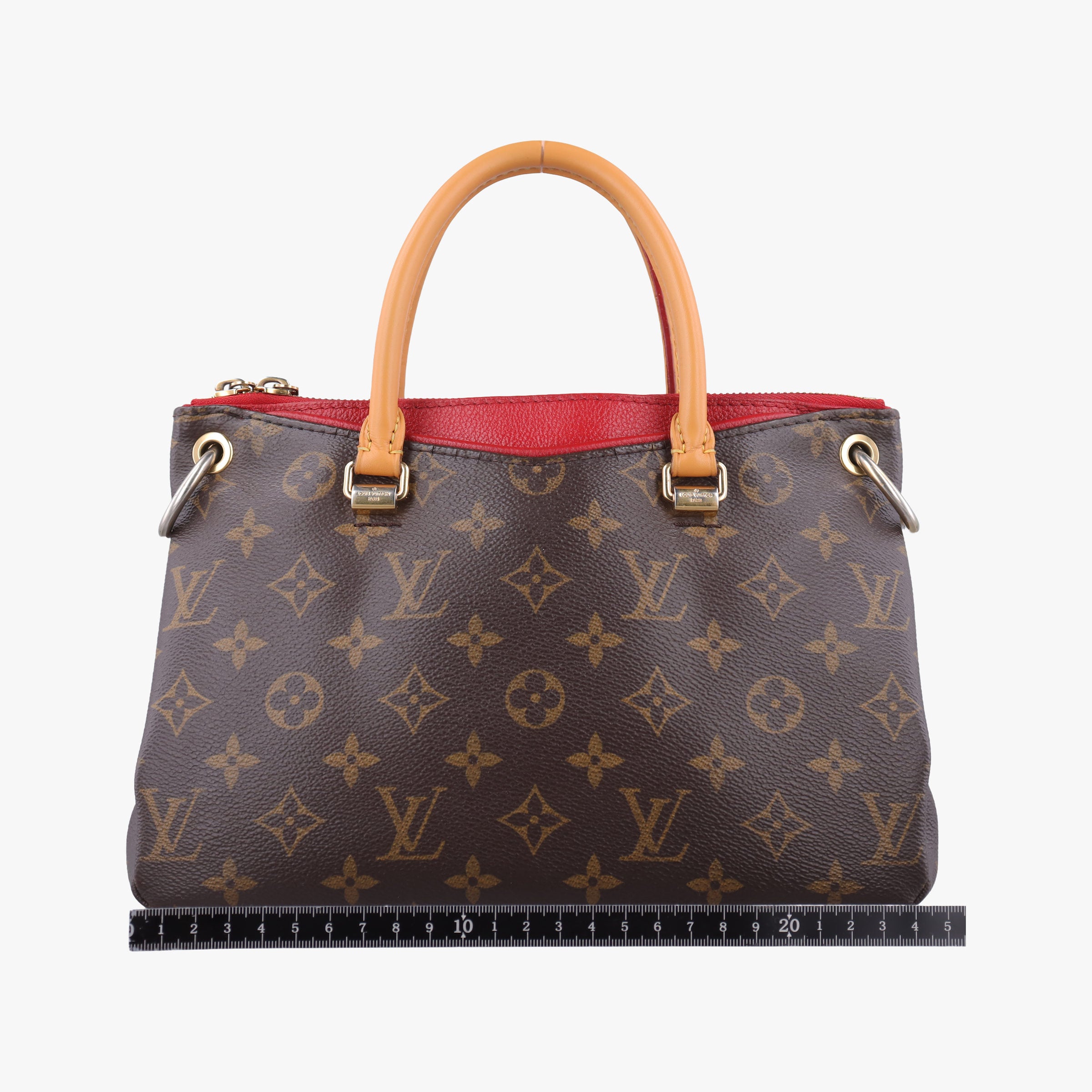 Pre-owned Louis Vuitton Pallas BB Brown×CERISE Monogram canvas×Calfskin M41241 shoulderbag | stylenewstar