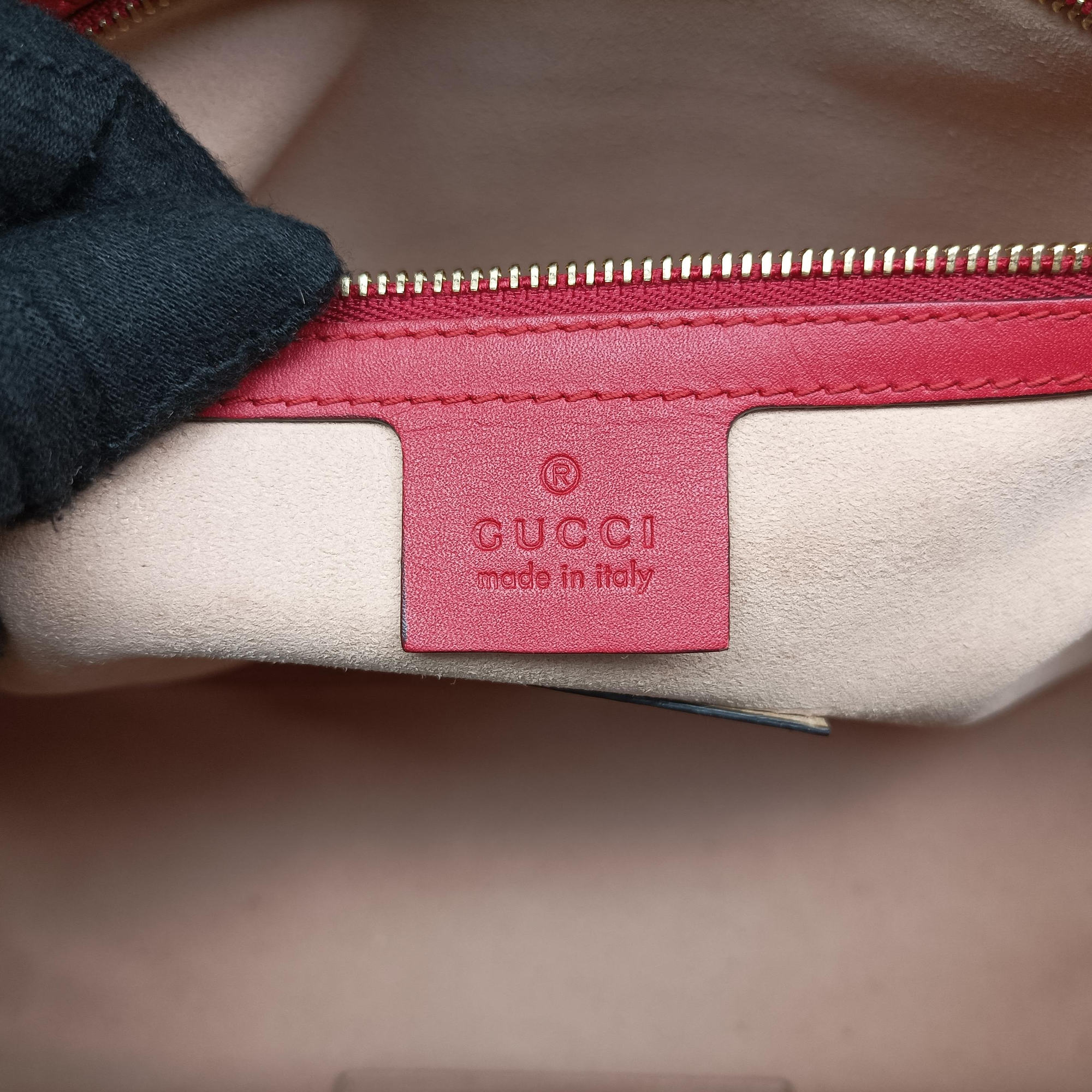 Secondhand Gucci GG SUPREME BOSTON beige×red PVC coated canvas× leather 409527 shoulderbag | stylenewstar