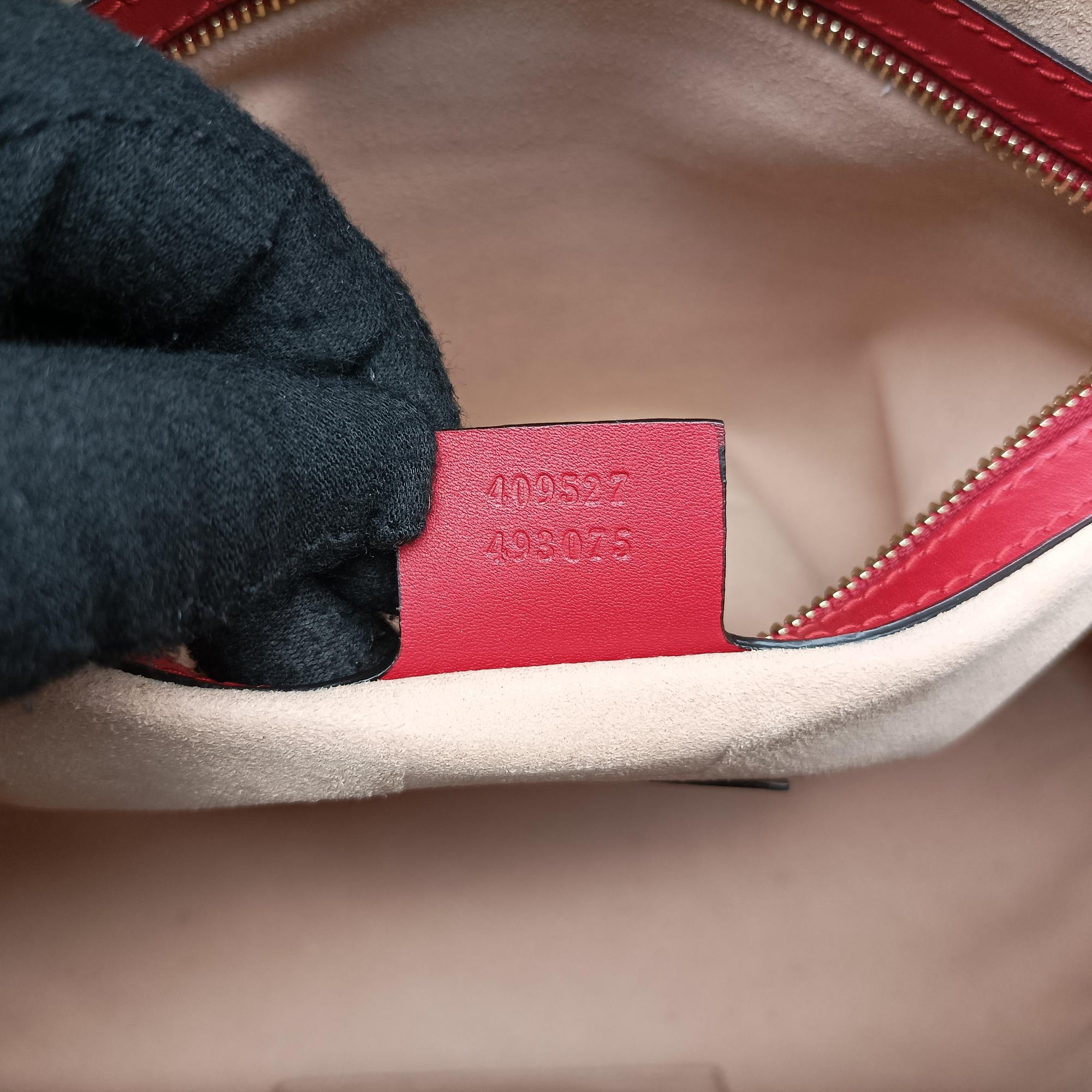 Secondhand Gucci GG SUPREME BOSTON beige×red PVC coated canvas× leather 409527 shoulderbag | stylenewstar