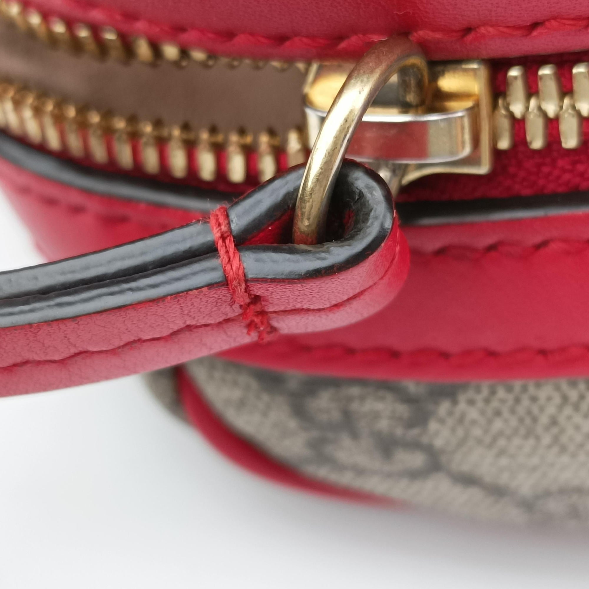 Secondhand Gucci GG SUPREME BOSTON beige×red PVC coated canvas× leather 409527 shoulderbag | stylenewstar