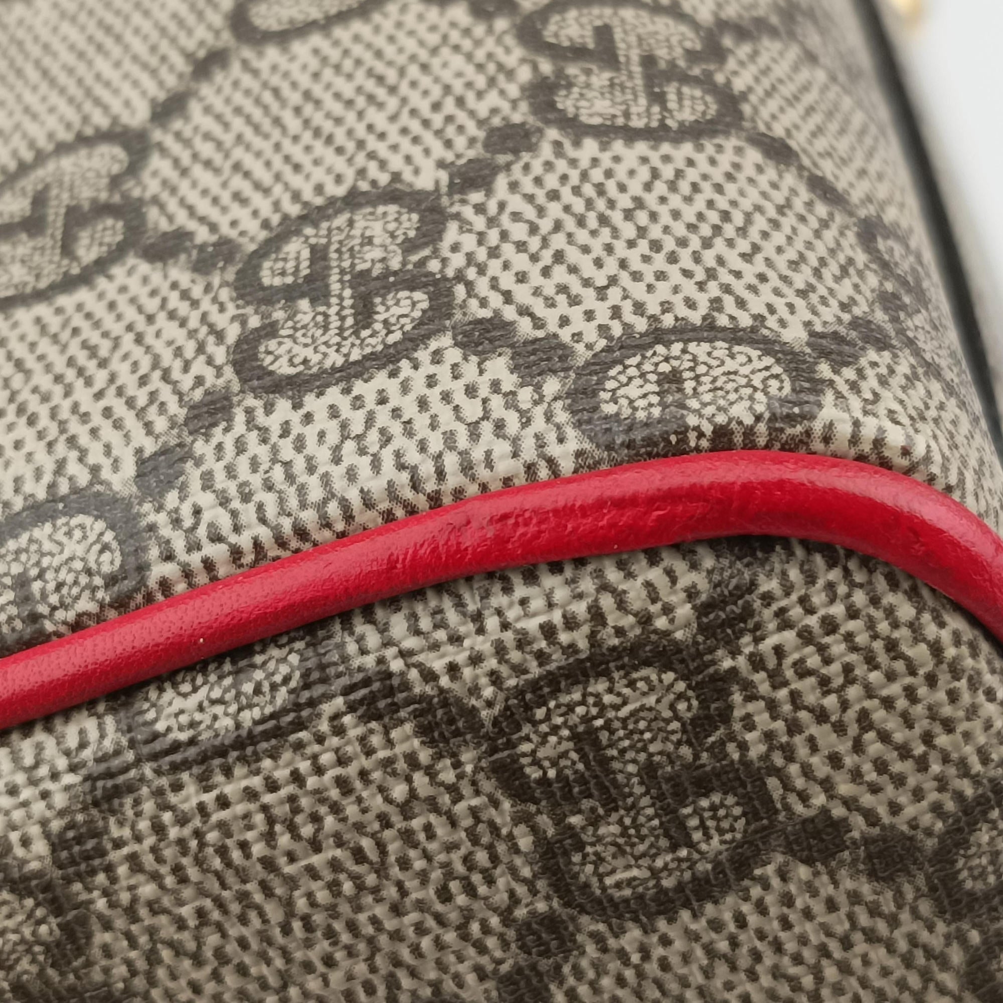 Secondhand Gucci GG SUPREME BOSTON beige×red PVC coated canvas× leather 409527 shoulderbag | stylenewstar