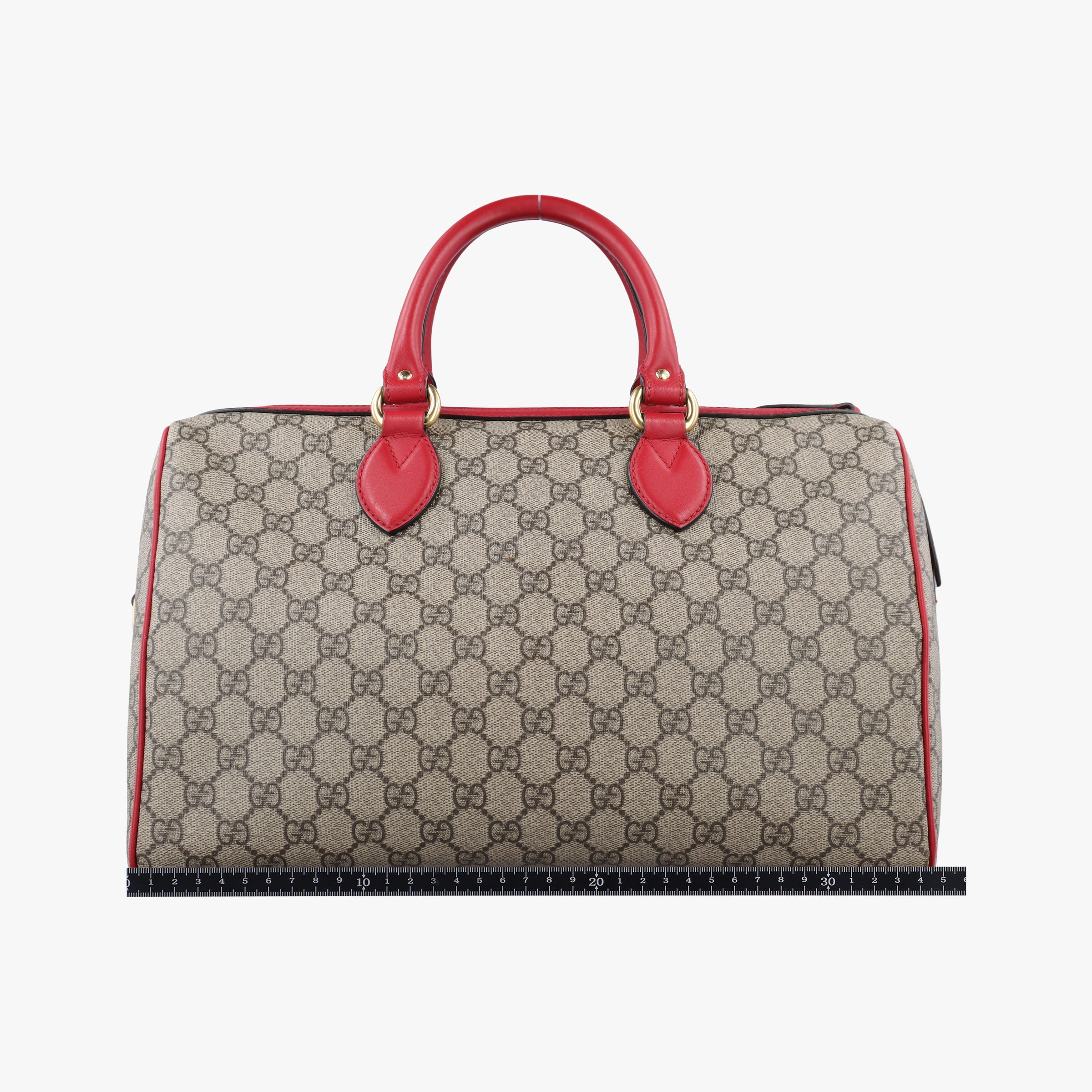 Secondhand Gucci GG SUPREME BOSTON beige×red PVC coated canvas× leather 409527 shoulderbag | stylenewstar