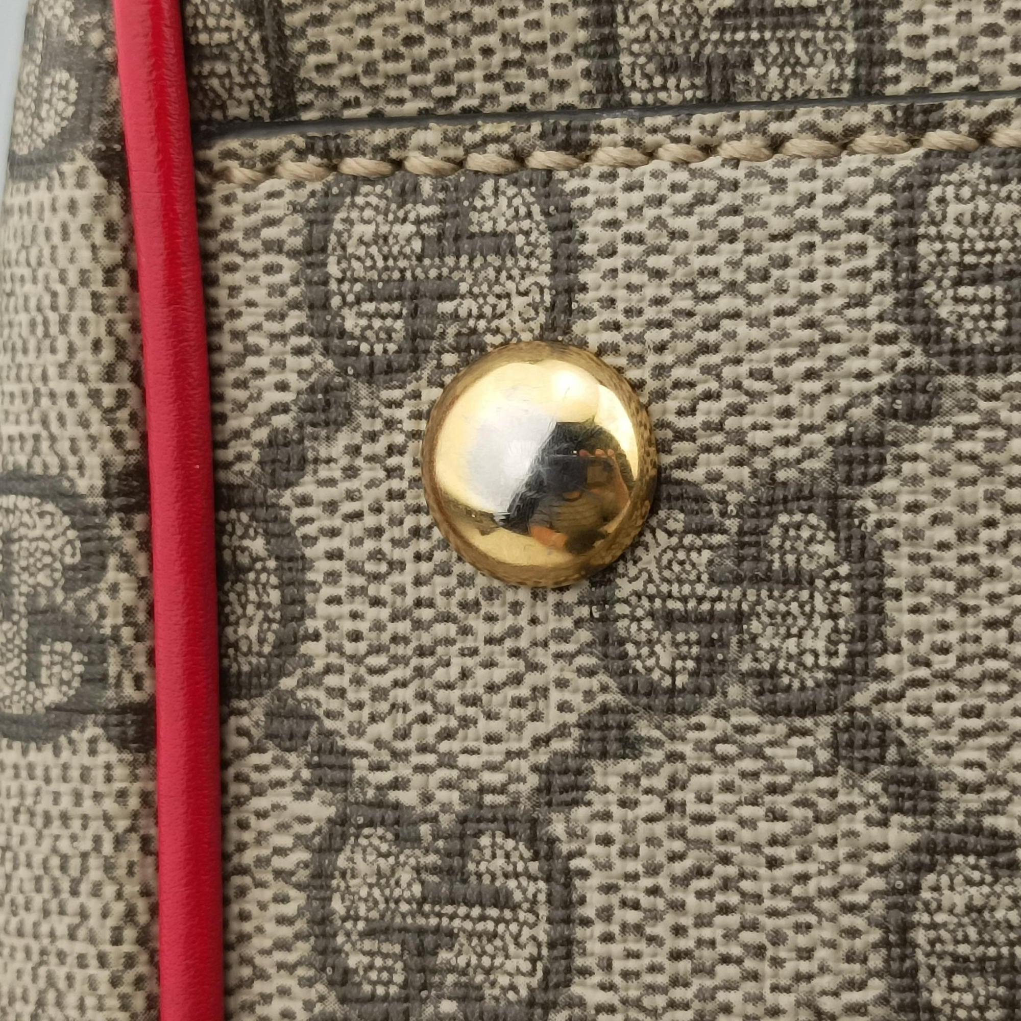 Secondhand Gucci GG SUPREME BOSTON beige×red PVC coated canvas× leather 409527 shoulderbag | stylenewstar